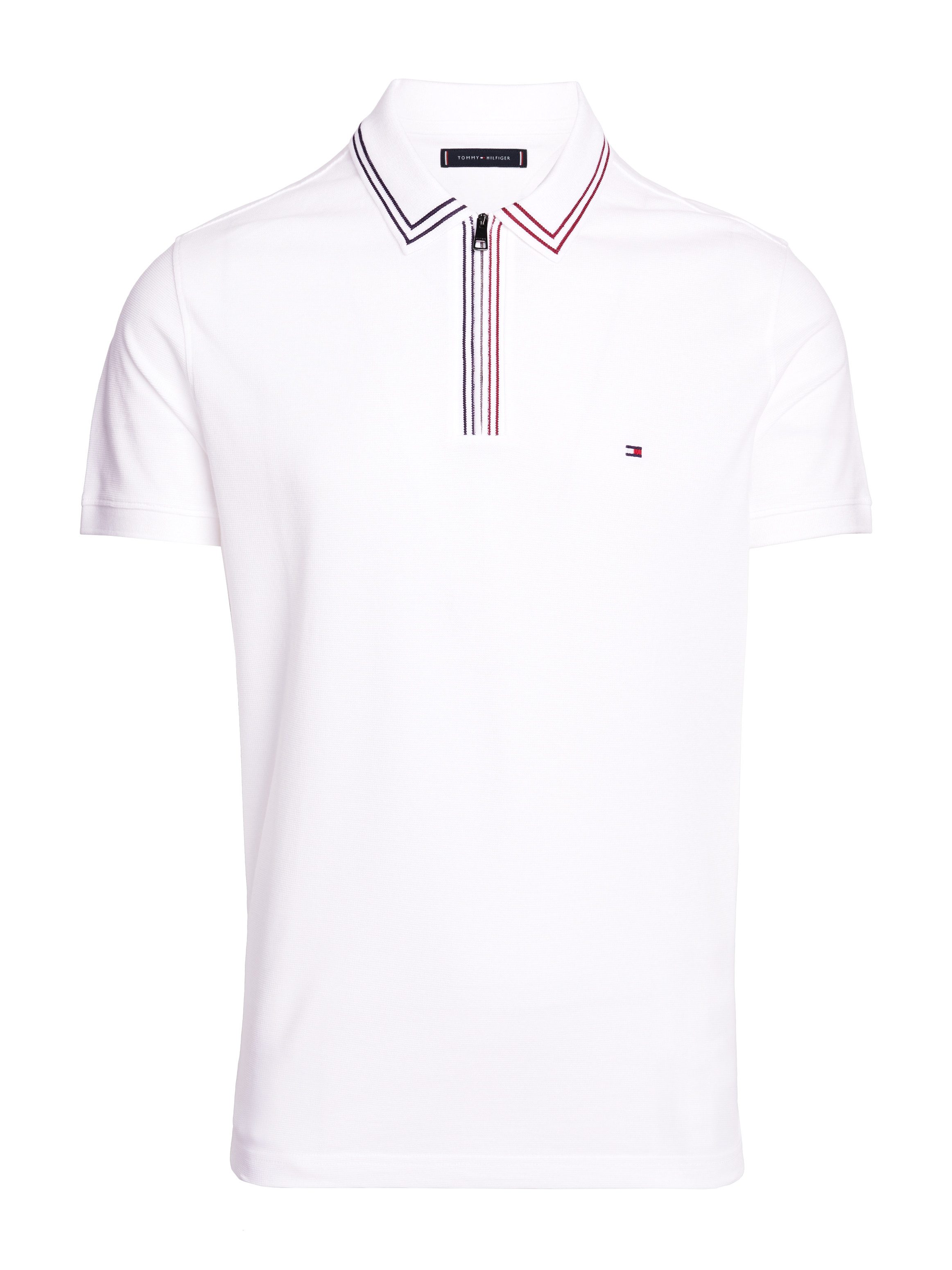 Tommy Hilfiger Poloshirt RWB ZIP PLACKET TIPPING REG POLO met contrasterende strepen aan de kraag