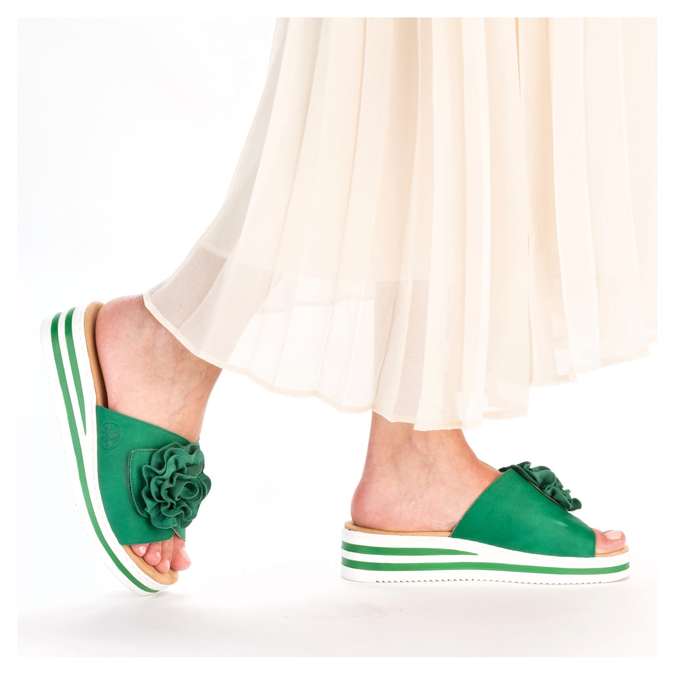 Rieker Slippers , zomerschoen, poolslide, strandschoen, sleehak, met klittenbandsluiting