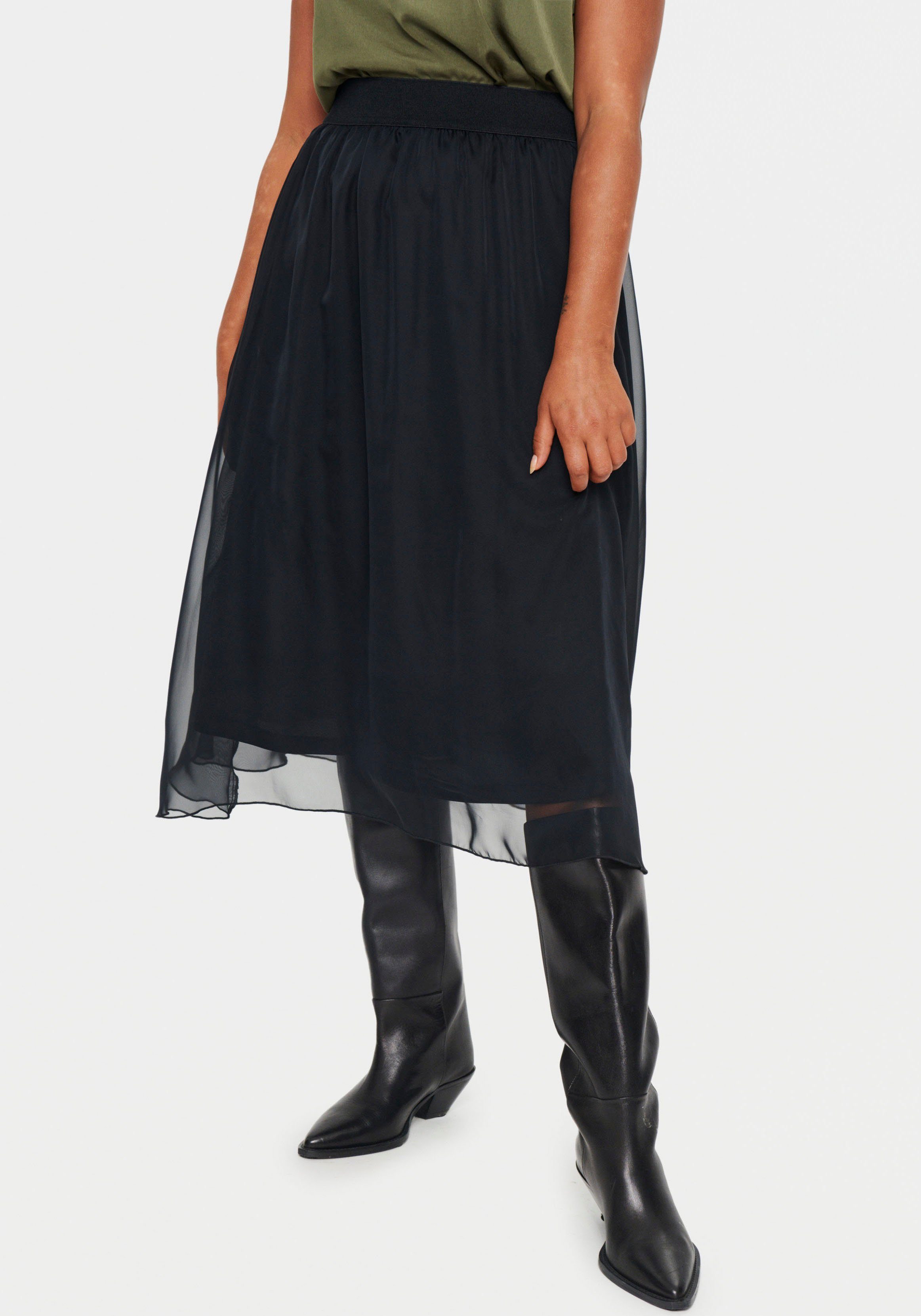 Saint Tropez Midirok CoralSZ Skirt gemaakt van chiffon