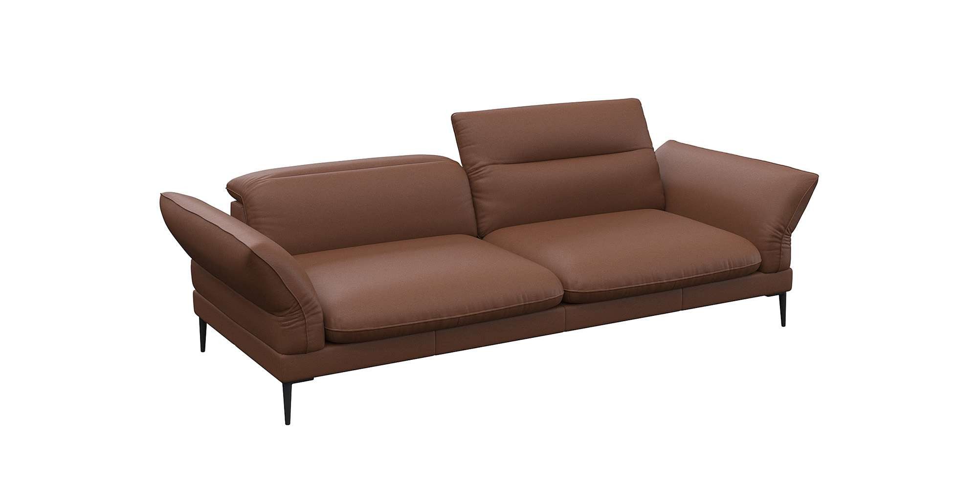 FLEXLUX 3-zitsbank Salino, functie-sofa, relaxsofa Bank met arm- en hoofdeinde verstellingen, koudschuim & staalgolven bruin, 3-zitsbanken