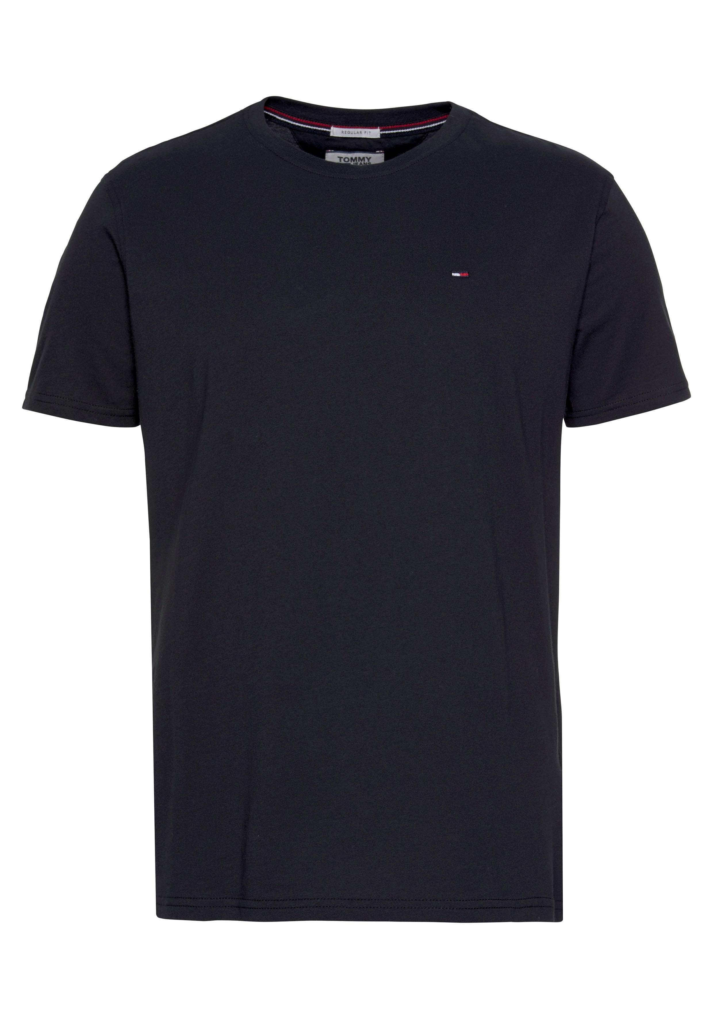TOMMY JEANS T-shirt TJM ESSENTIAL SOLID TEE met ronde hals en subtiele logo-vlag