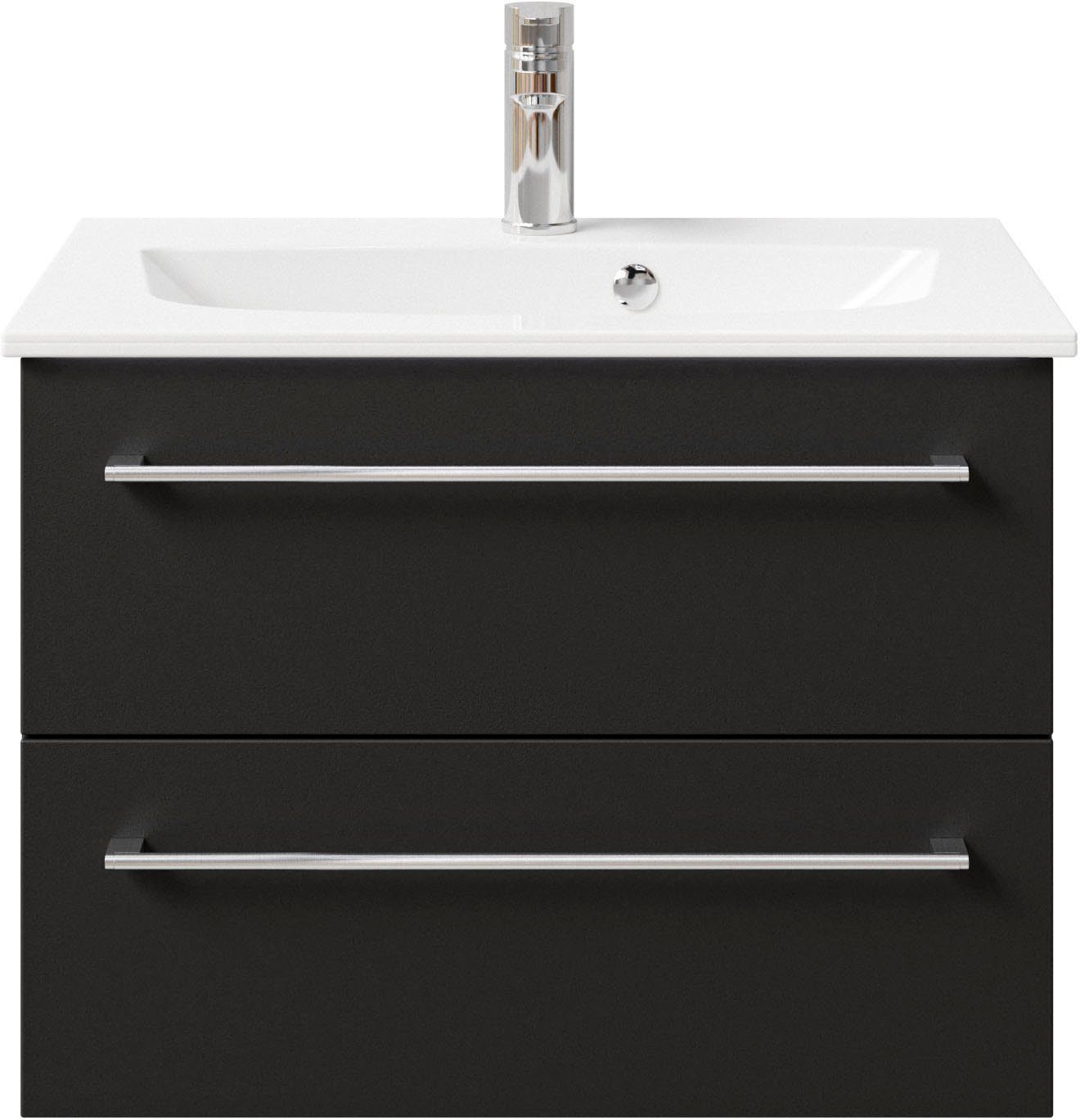 Saphir Wastafelonderkast Serie 6025 mineraalmarmeren wastafel met onderkast, 67 cm breed (2-delig)