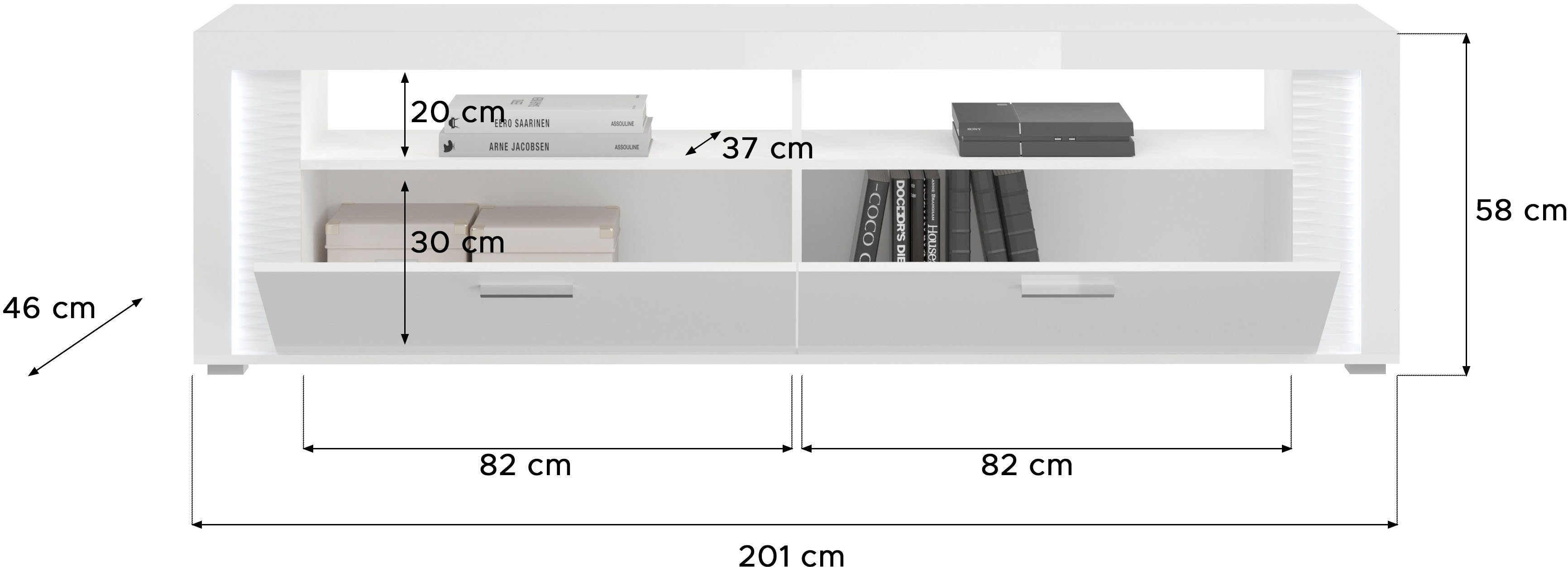 INOSIGN Wandmeubel Viborg, 4-delig Set, inclusief verticale frontverlichting, bestaande uit: (4-delig)