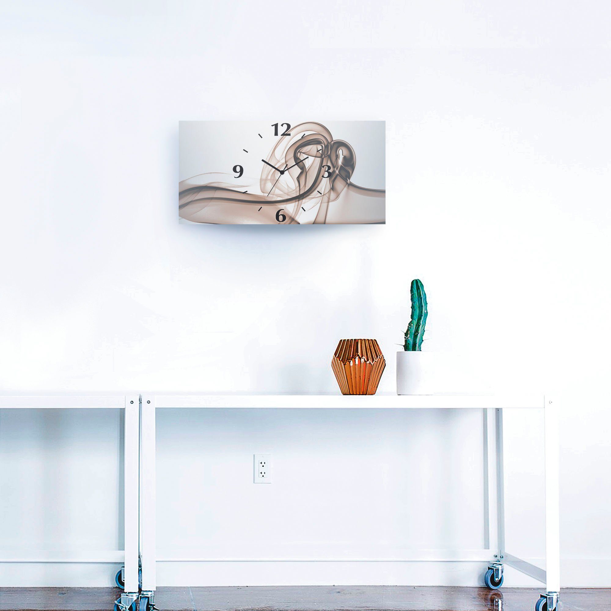 Artland Wandklok Ontmoeting achtergrond- bruin 3d-look geschulpt, met kwarts- of radiografisch uurwerk, verschillende maten