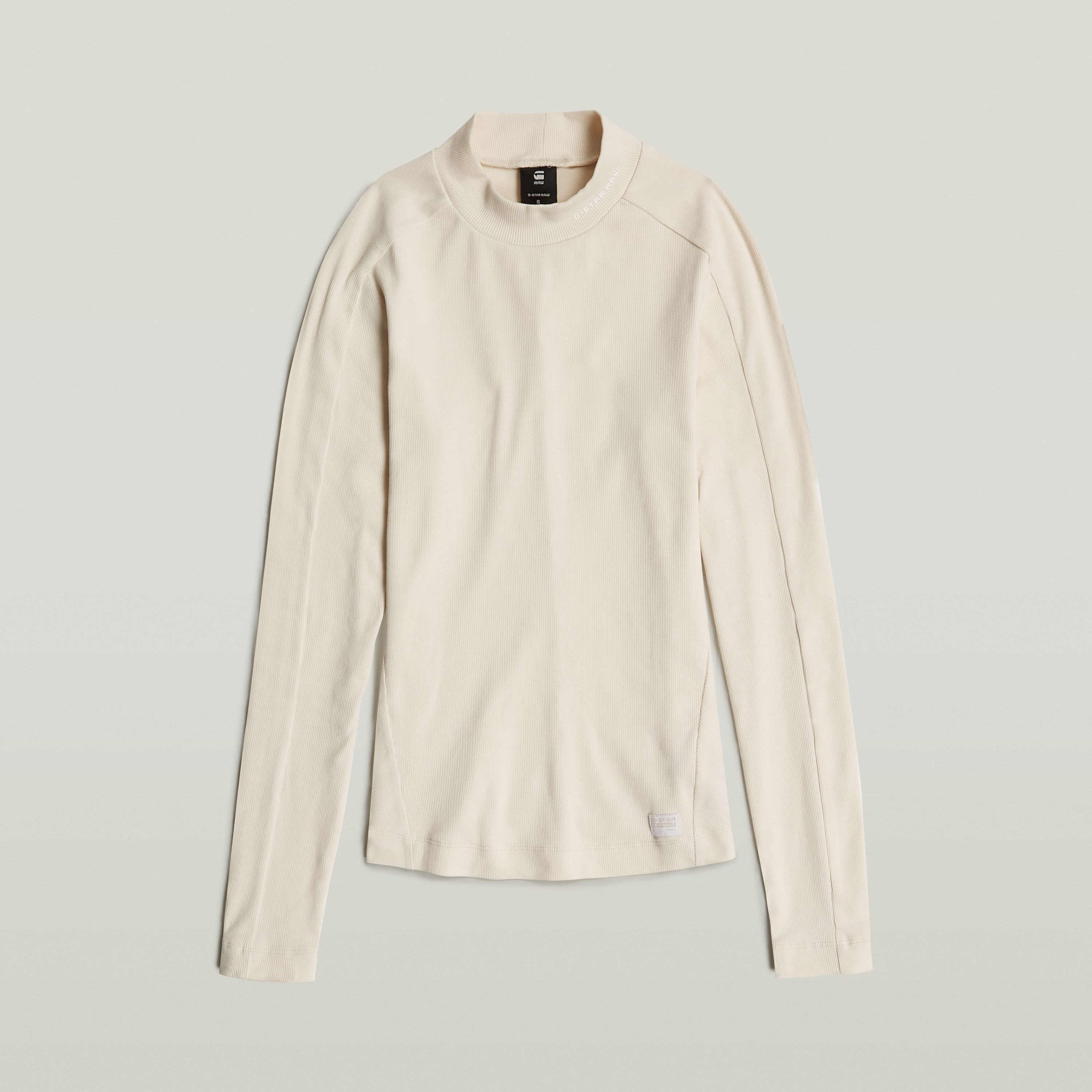 G-Star RAW Longsleeve Rib Mock Top met merkenopdruk op de kraag