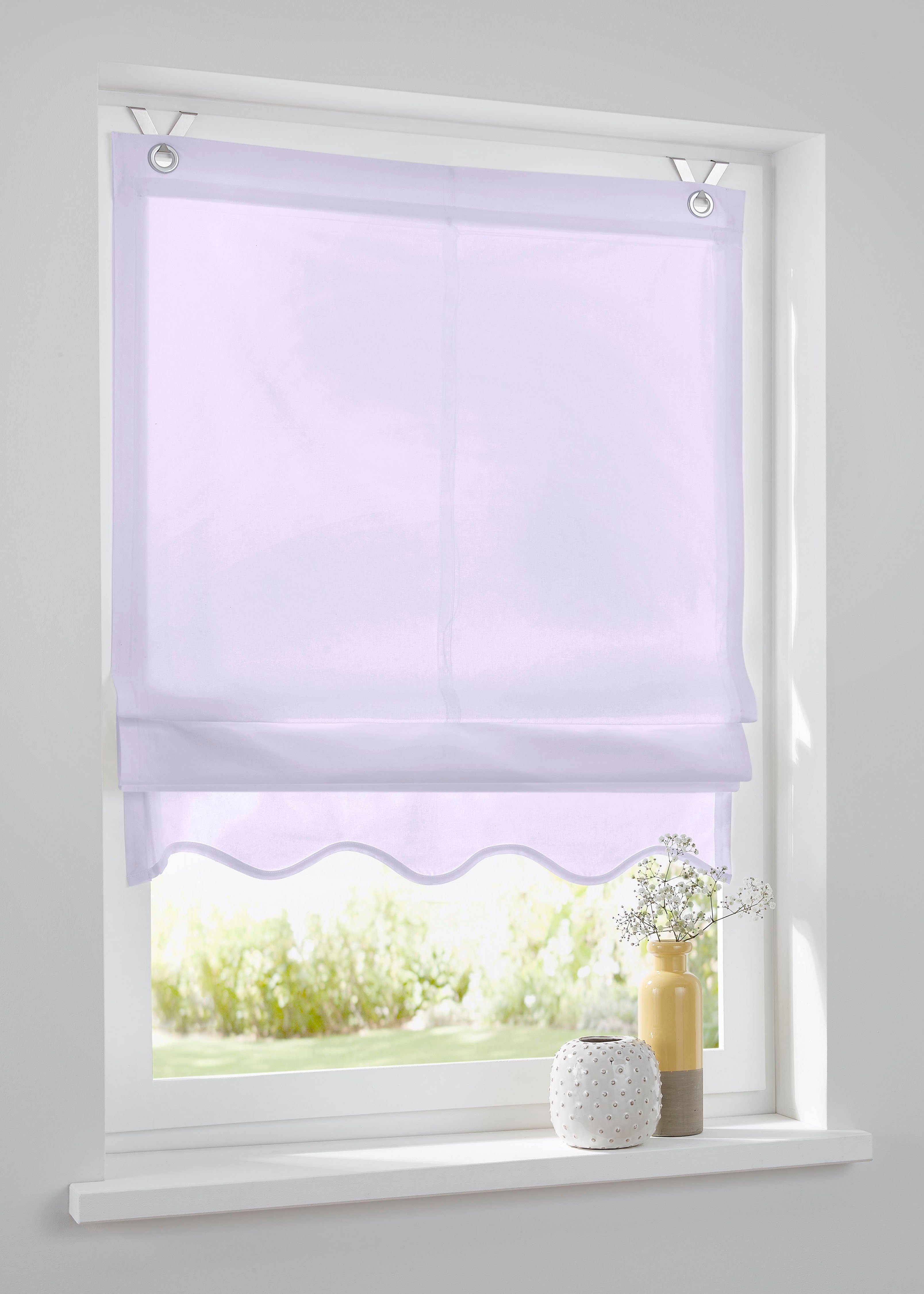 Kutti Romeins rolgordijn Olivia ondoorzichtig, katoen, op te hangen met haken (1 stuk) vouwgordijnen & jaloezieën maat H/B: 140/45 cm paars