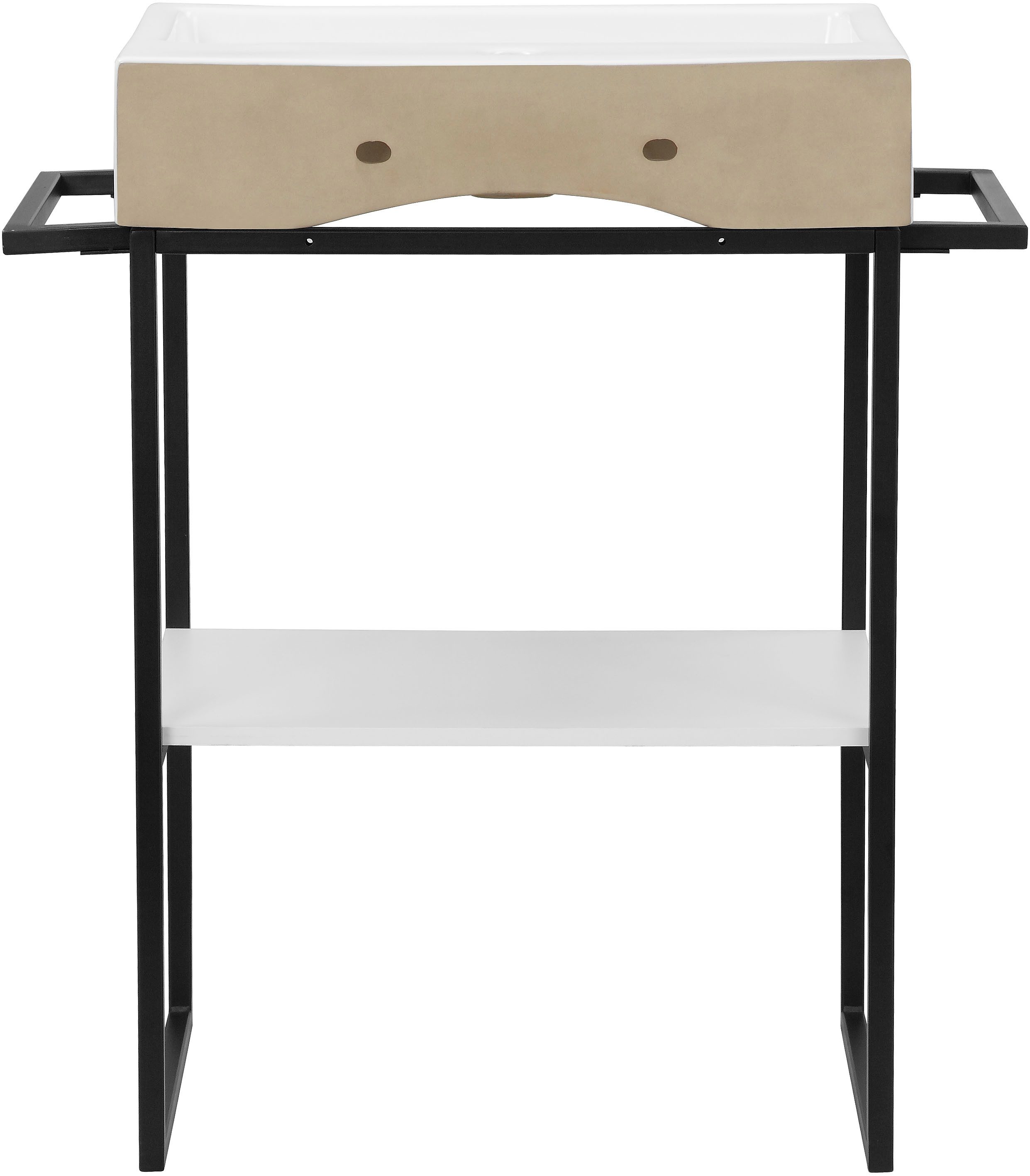 welltime Wastafelonderkast Stockholm Badkamermeubels metaallook incl. wasbak, breedte 60 cm wastafel