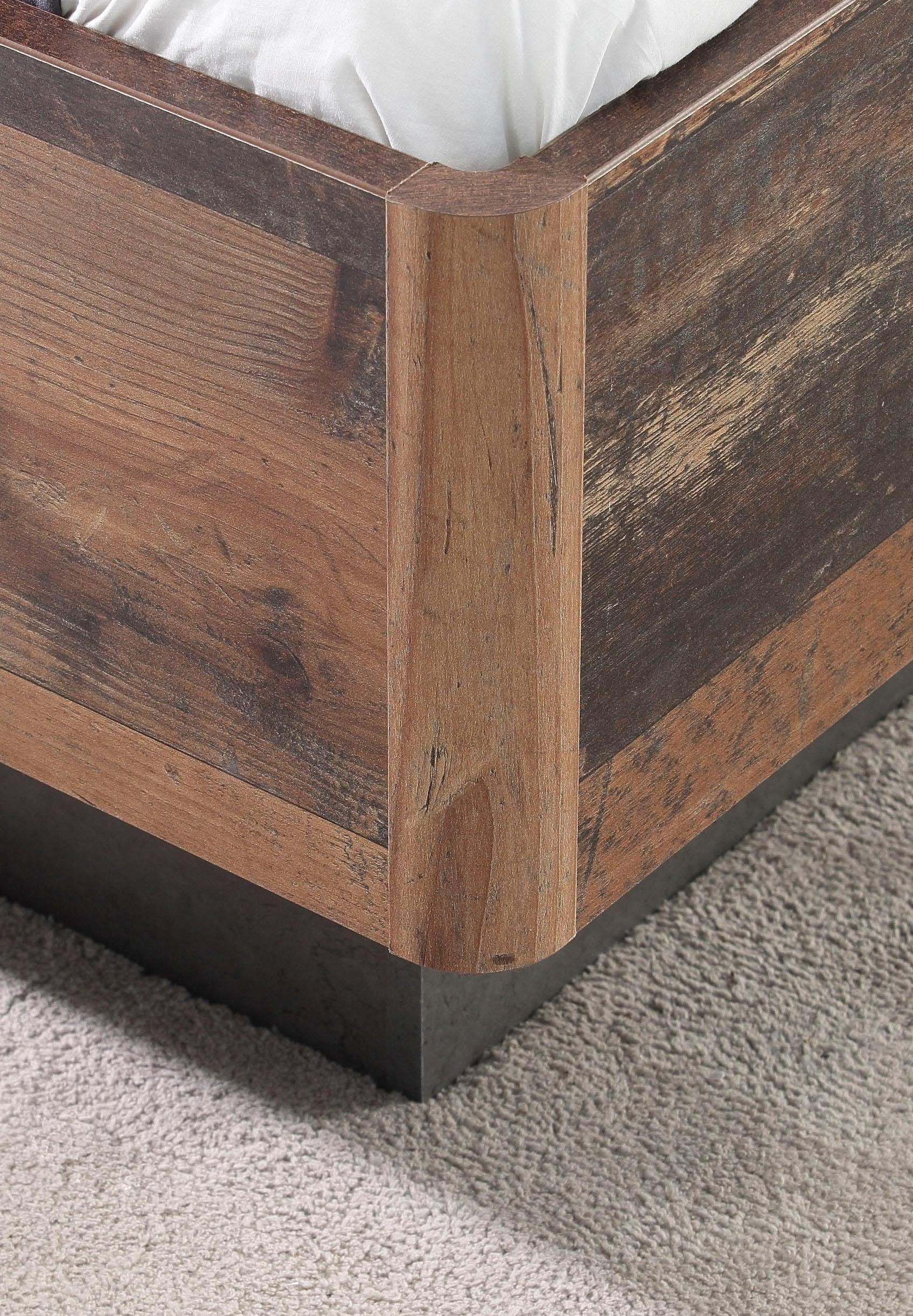 FORTE Futonbed Clif, Bedopstelling, Old – Hout Vintage, Betonnen Uiterlijk Donkergrijs