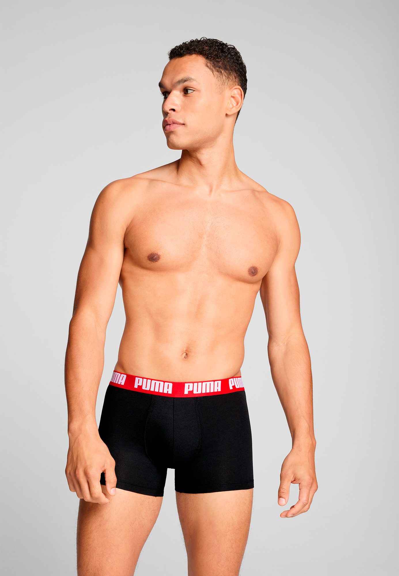 PUMA Boxershort PUMA MEN EVERYDAY LOGO PRINT BOXERS 2P 1x uni, 1x allover logo met kleine ribboord (Set van 2)