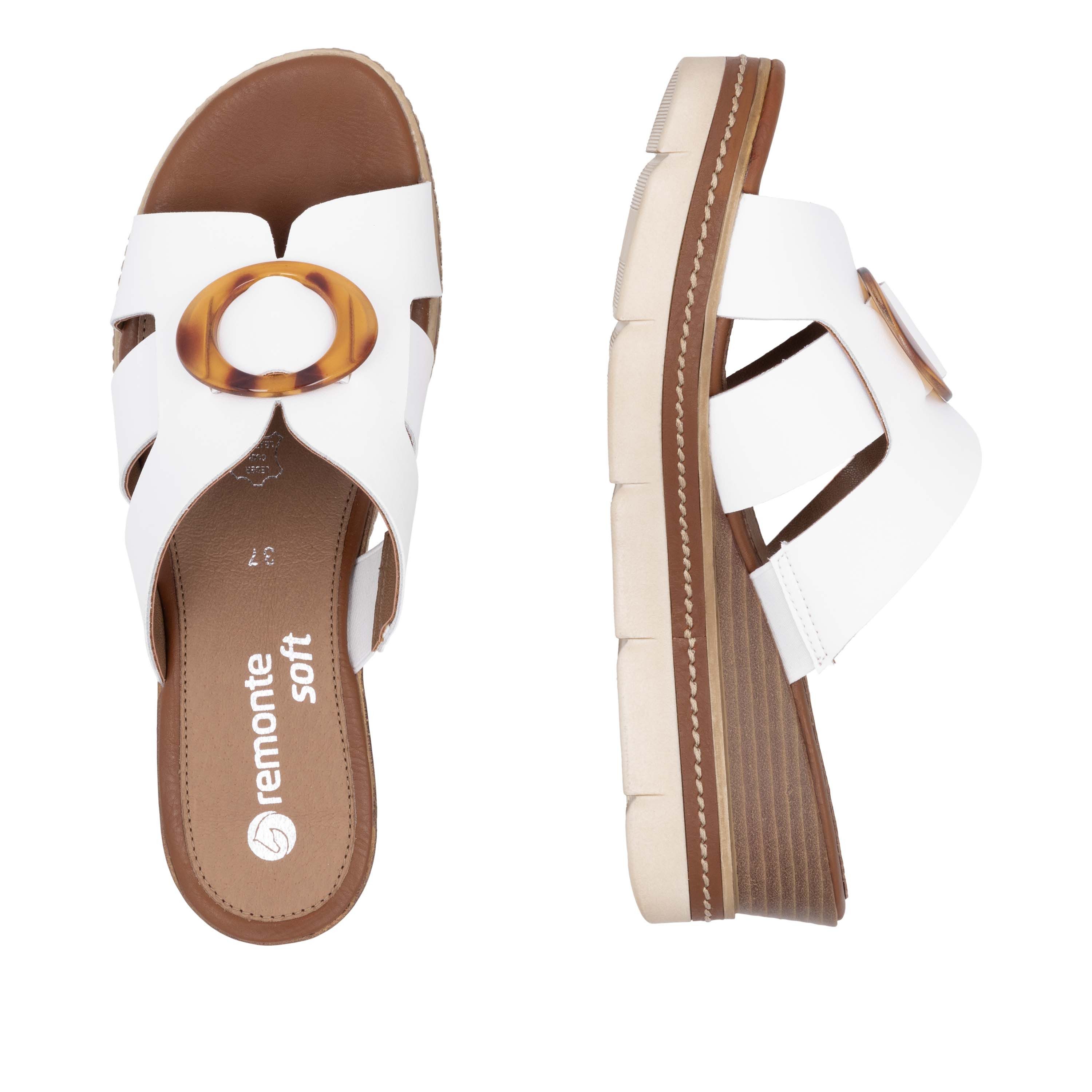 Remonte Slippers , wig hak, zomerschoen, instapschoen met mooie decoratieve gesp