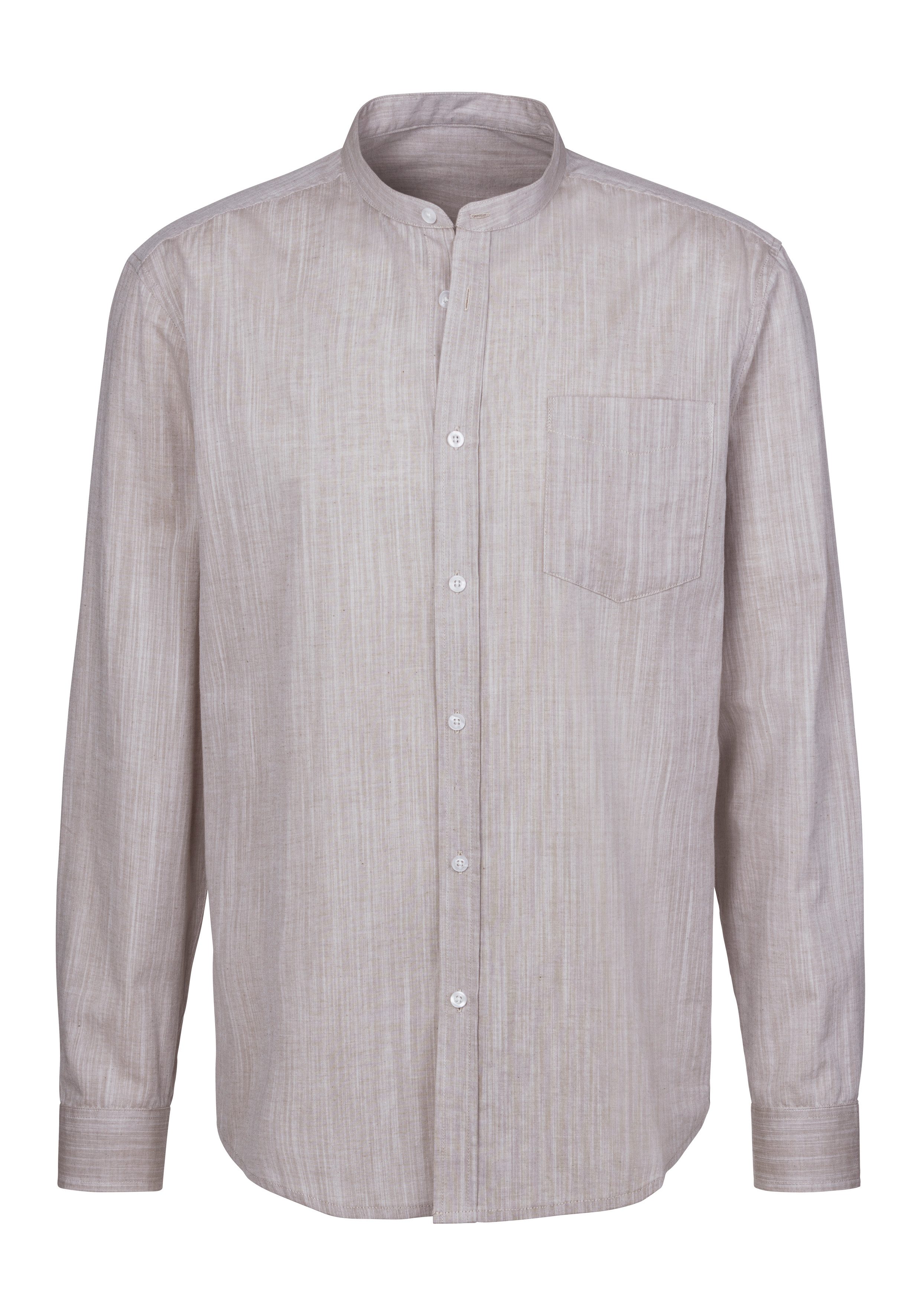 H.I.S Overhemd met lange mouwen Regular fit, staande kraag shirt met borstzak, 100% katoen