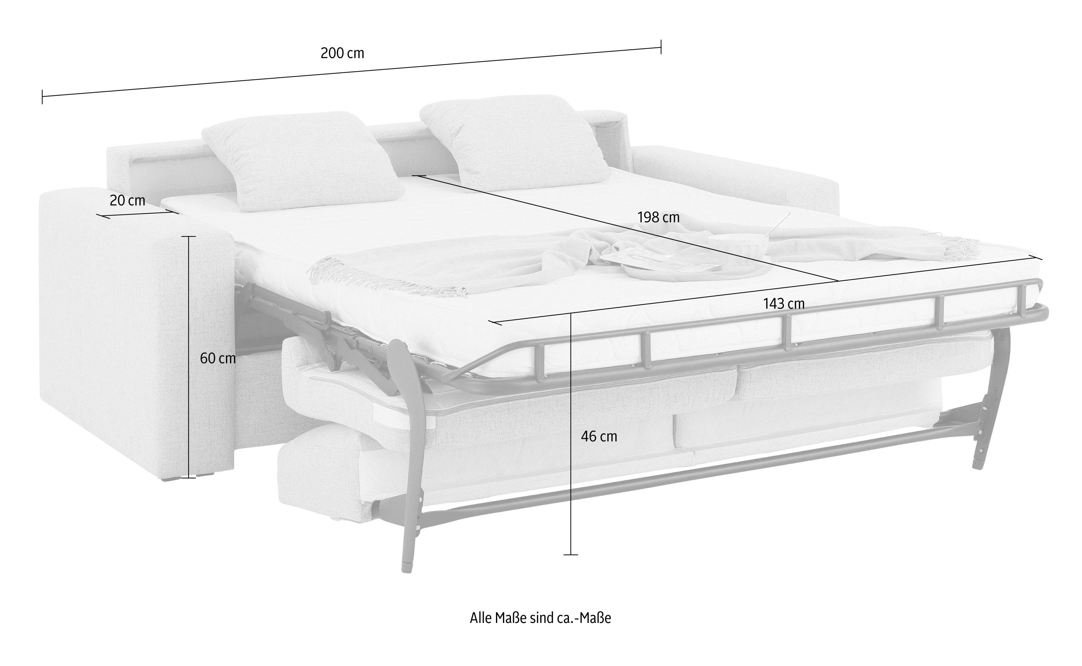 Home affaire Slaapbank Roma matras hoogte 14 cm Bedfunctie, met vering, lattenbodem, matras