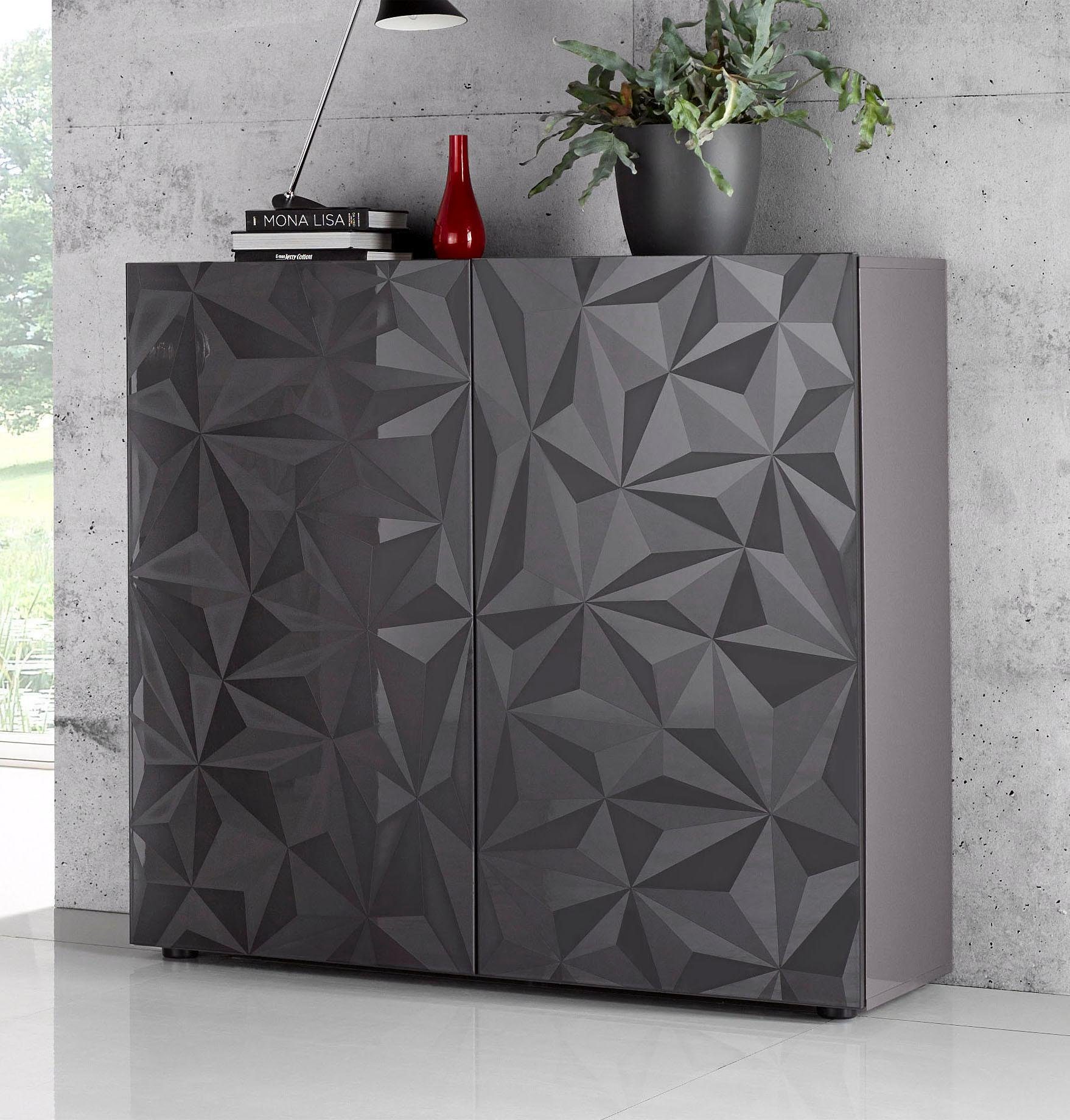 INOSIGN Highboard Prisma Breedte 121 cm, 2 deuren highboards grijs