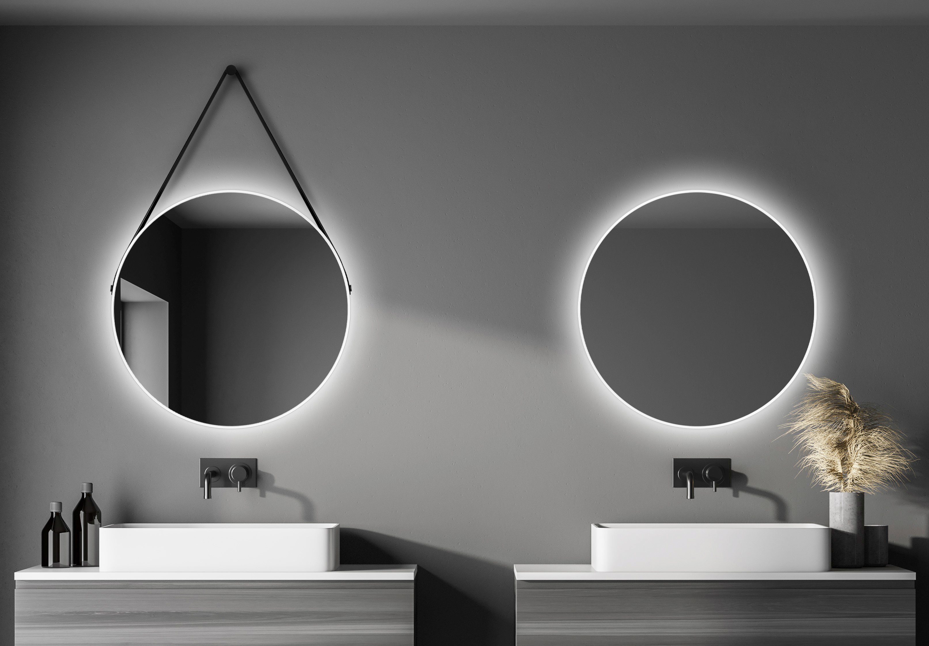 Talos Led-lichtspiegel rond, met indirecte ledverlichting, mat ø 80 cm