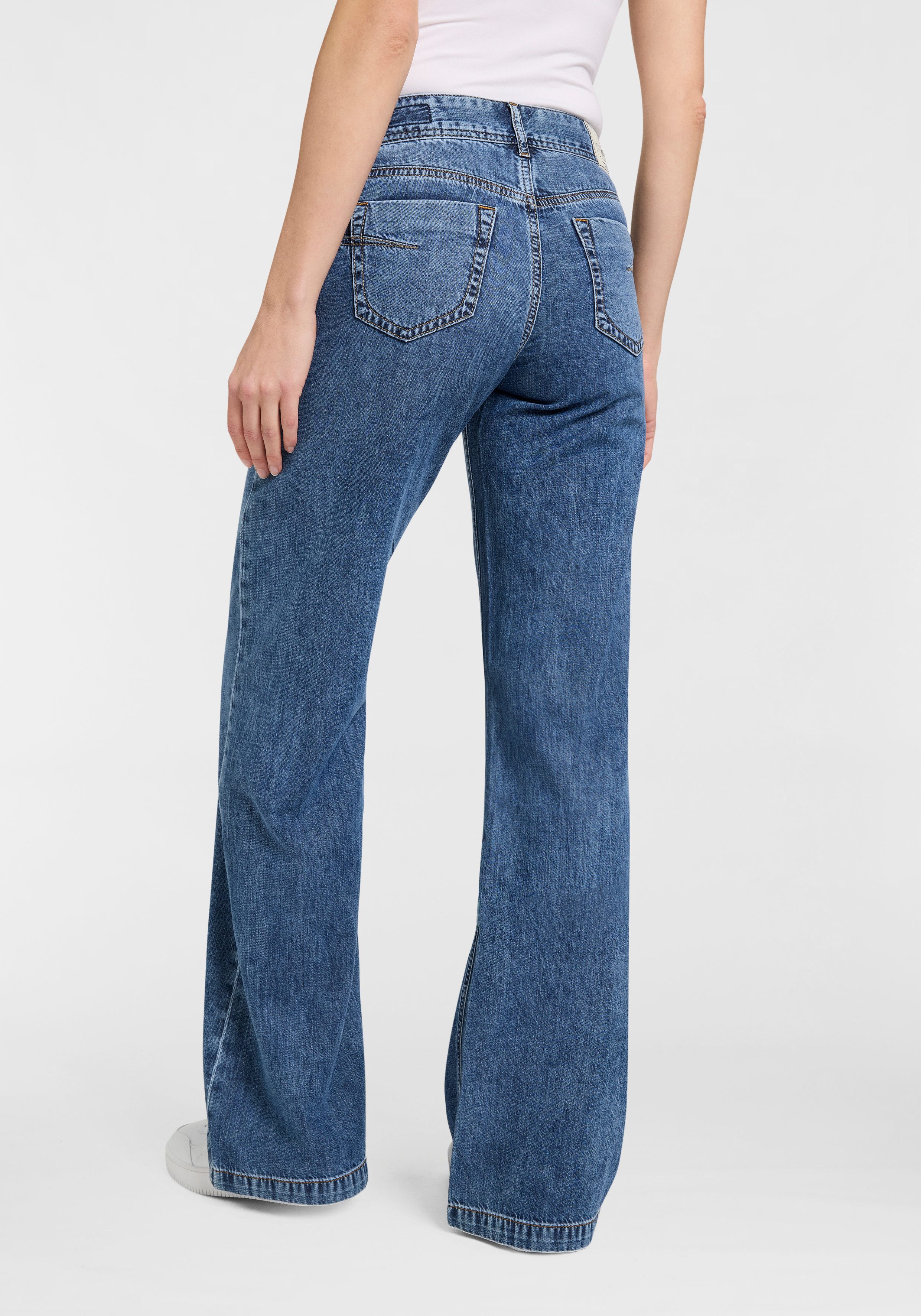 Herrlicher 5-pocket jeans Edna Denim Light met uitlopende pijpen