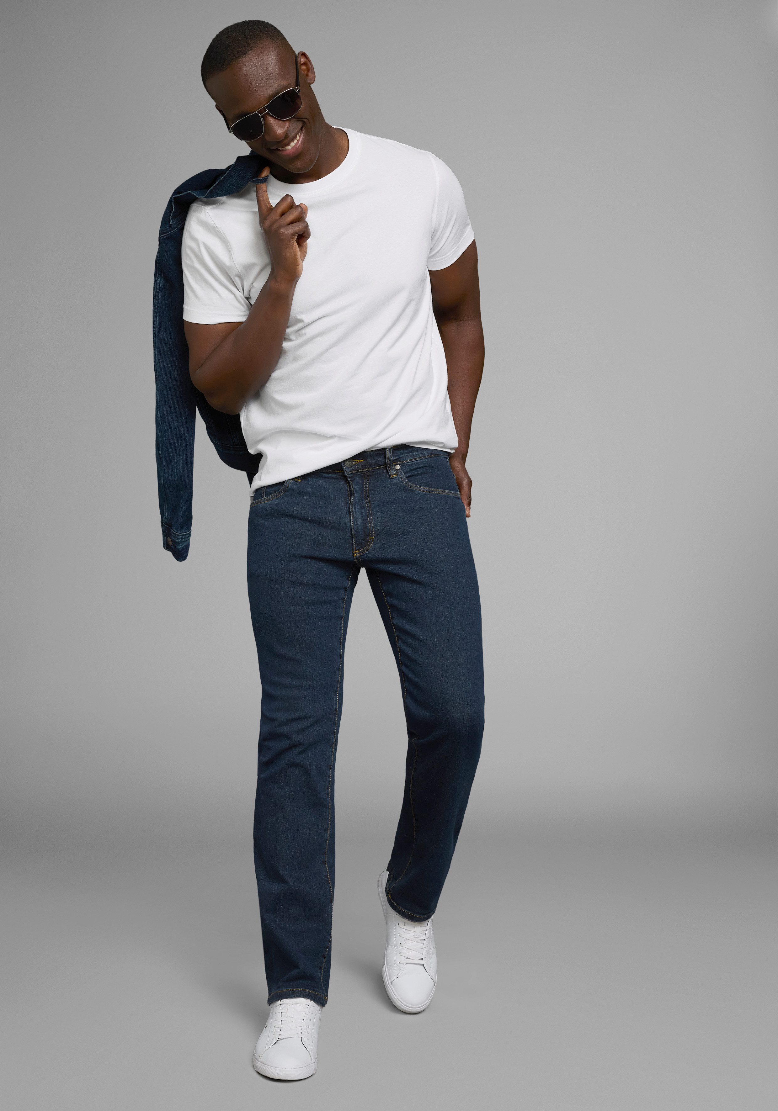 Arizona Stretch jeans John rechte pasvorm, lage taille, met five-pocket-configuratie (set, 2-delig)