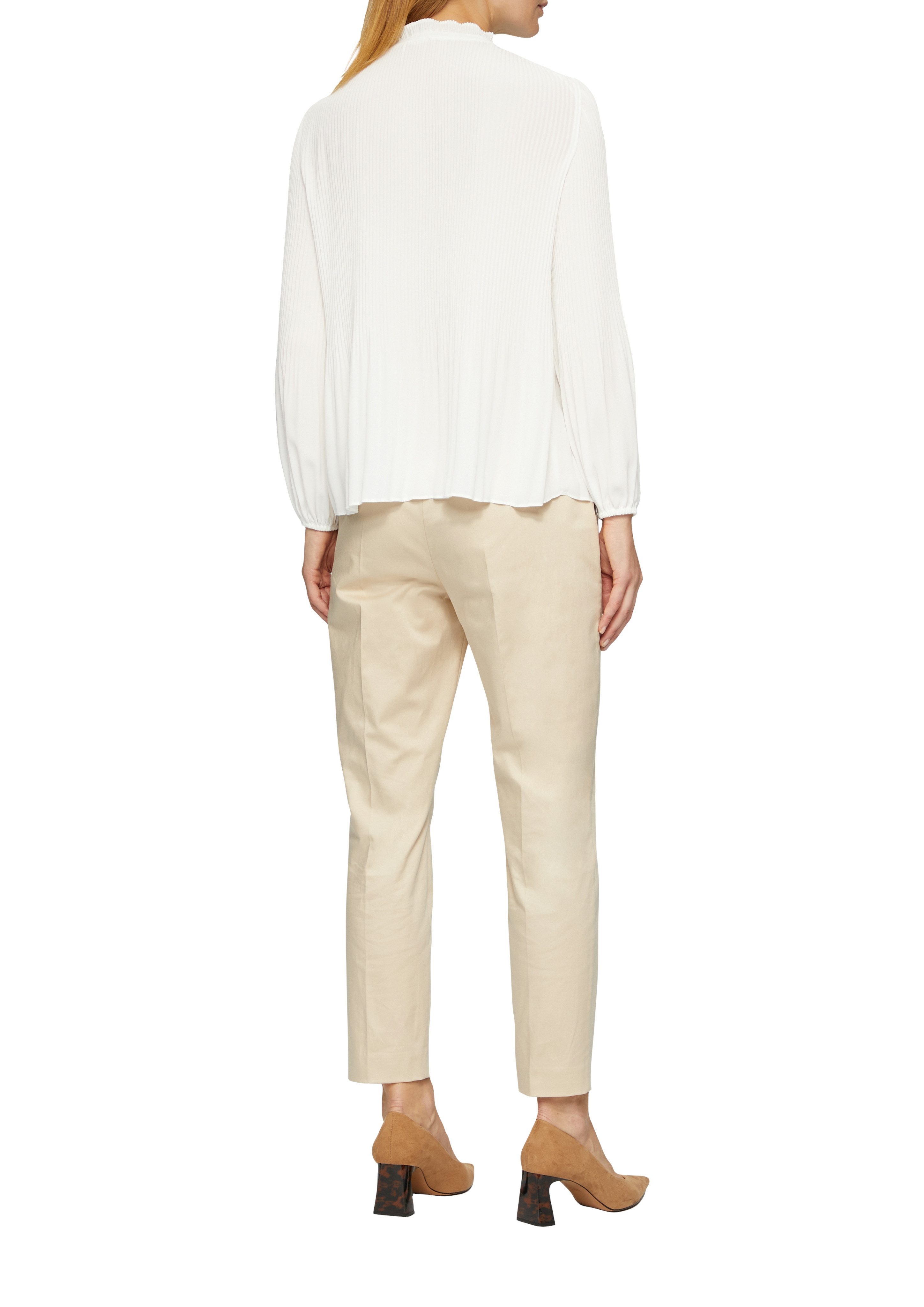 s.Oliver BLACK LABEL Blouse met lange mouwen met plissé-mouwen en opstaande kraag