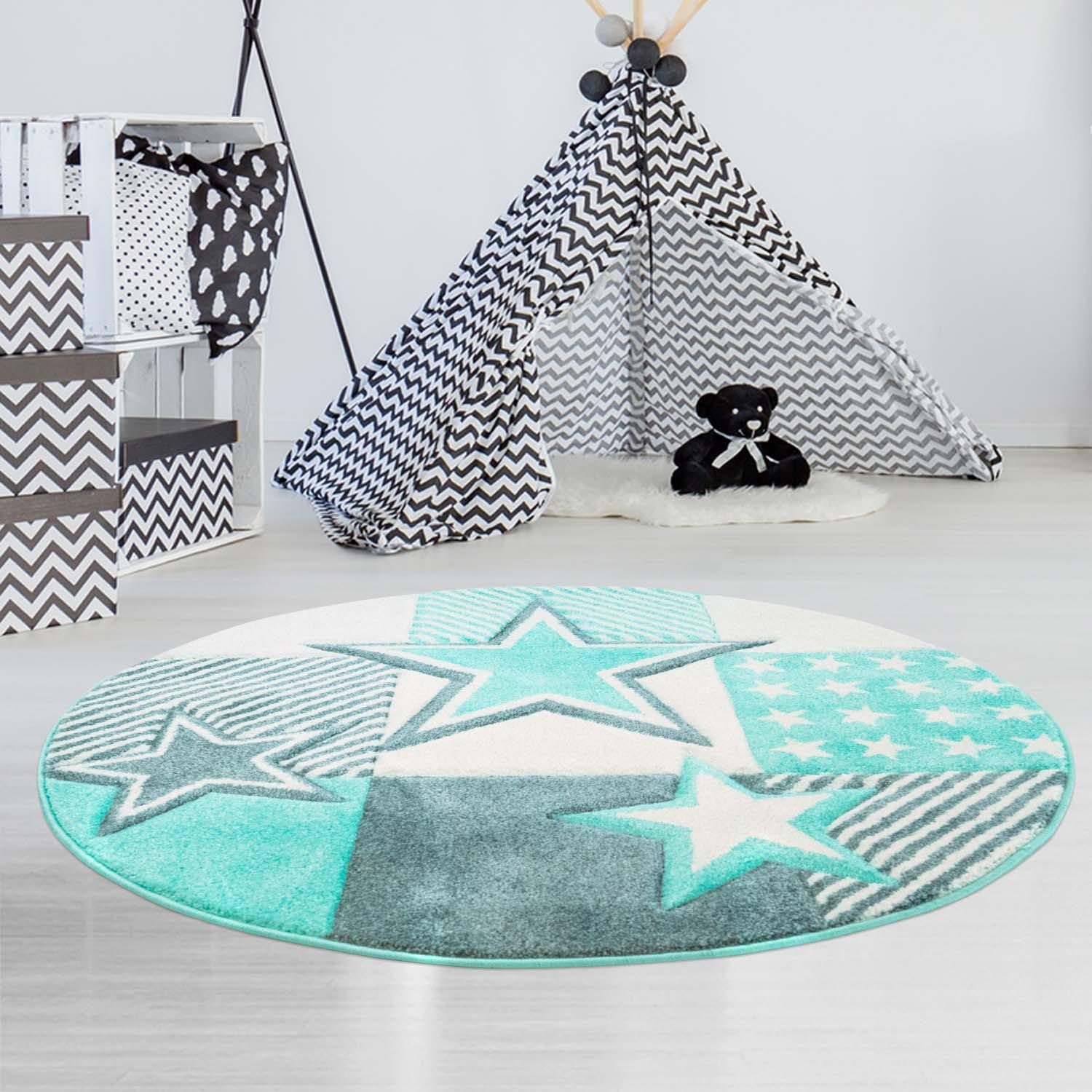Carpet City Kindervloerkleed Bueno Kids 1451 Speelkleed, sterren, 3D-effect, zachte pool, gemakkelijk in onderhoud