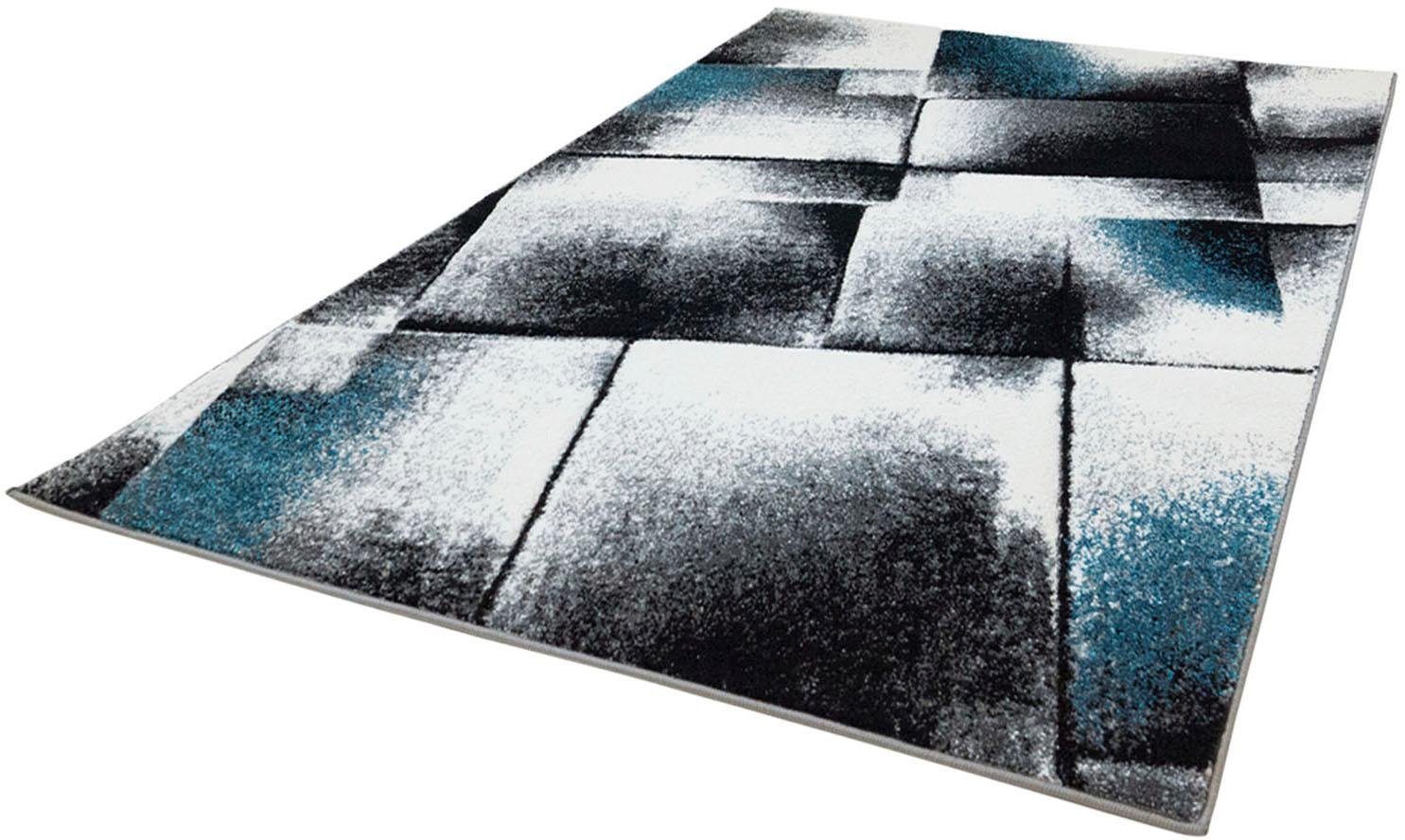 Carpet City Loper Moda Carving 110 Vlakke pool, woonkamer lopers maat 80x300 cm blauw