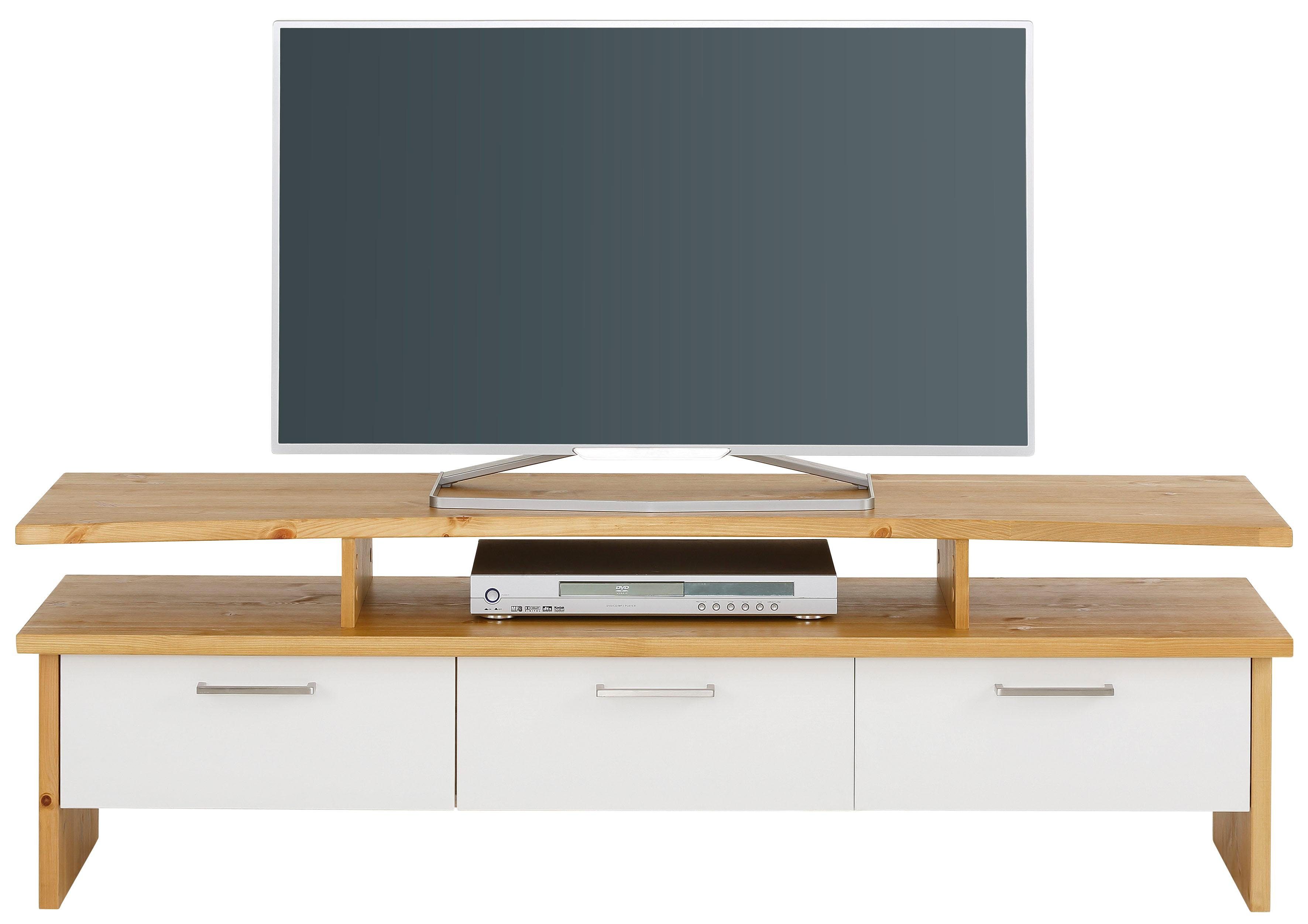 Home affaire Tv-meubel Ixo Breedte 148 cm, met 3 lades, van massief grenen, FSC lowboards maat 148x39x46 cm wit