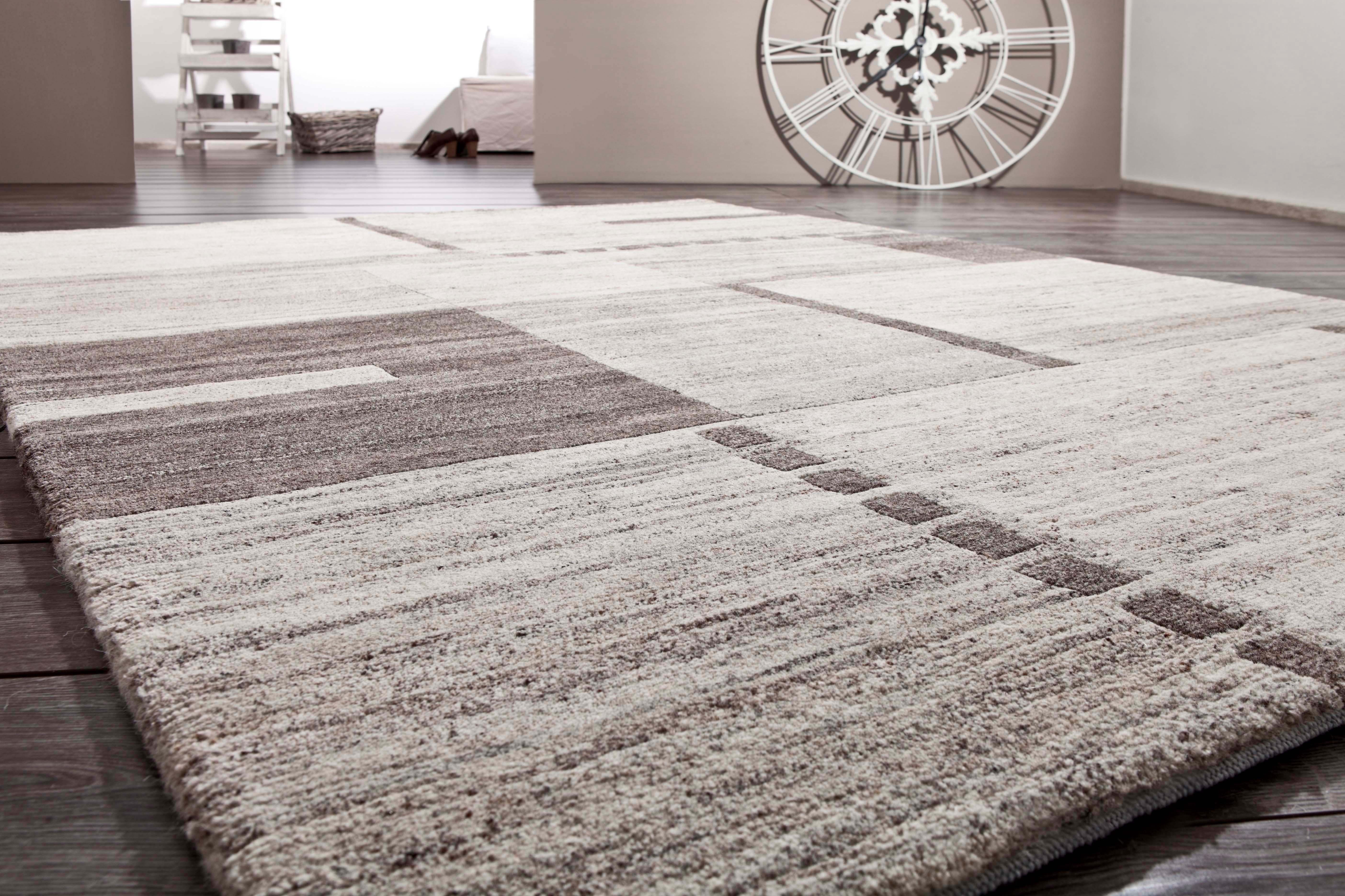 LUXOR living Wollen kleed Henderson zuivere wol, met de hand geknoopt, patchworkdesign