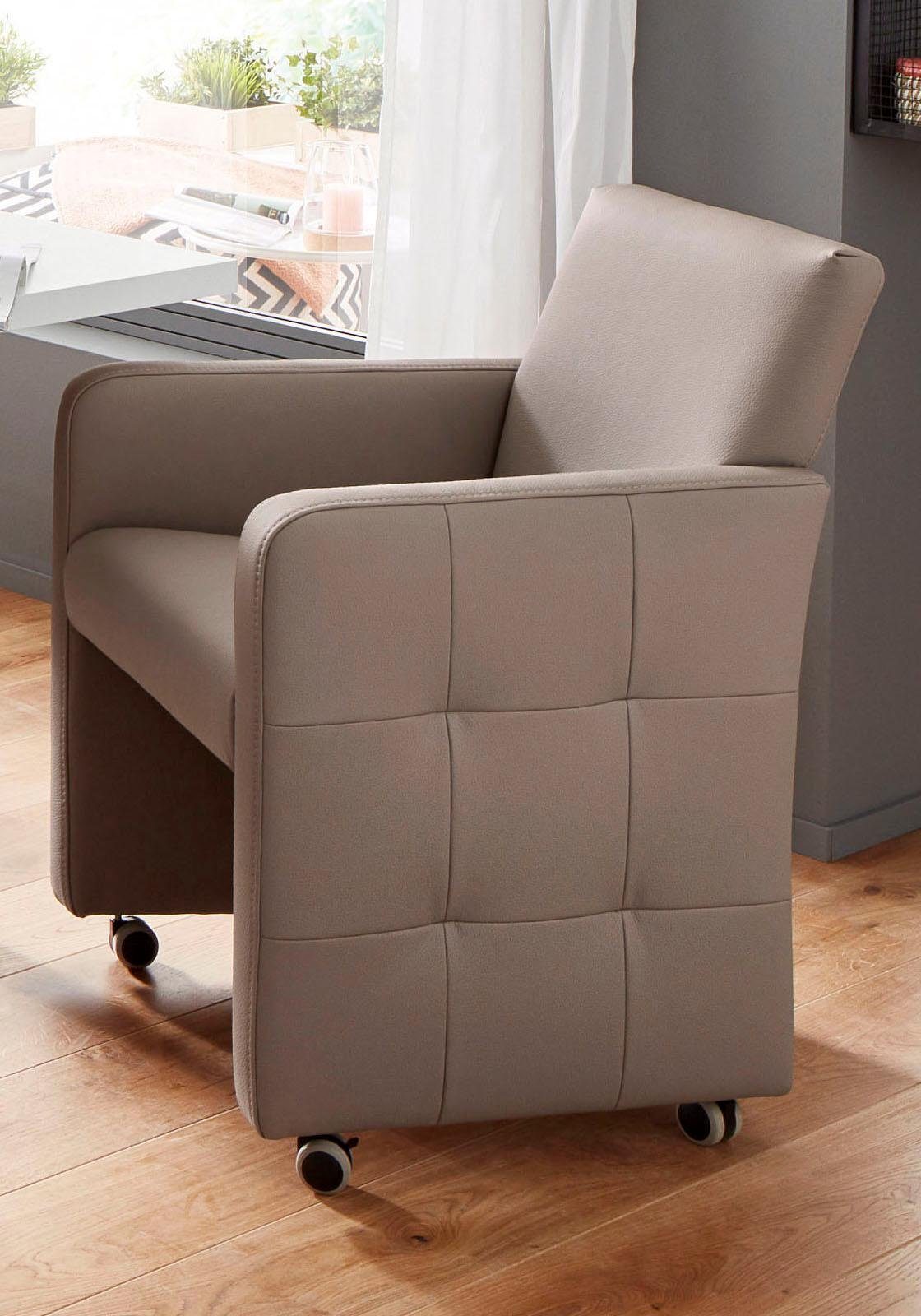 exxpo - sofa fashion Fauteuil Barista clubstoel op wielen, smalle armleuningen, actueel ontwerp fauteuils zilver(kleur)
