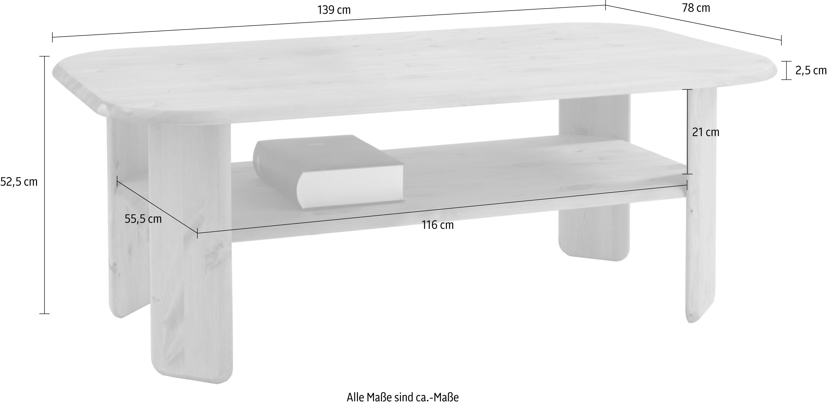 Home affaire Salontafel Jayden 1 Breedte 139 cm, van massief grenenhout