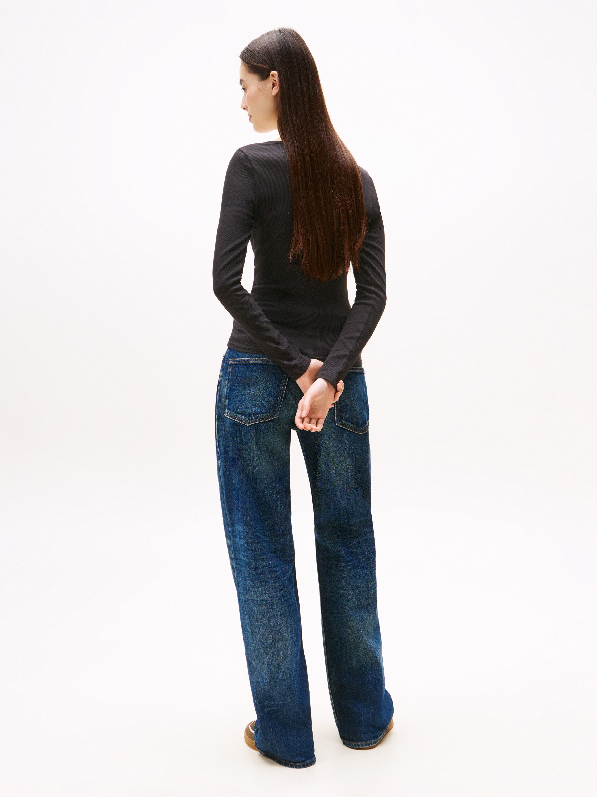 TOMMY JEANS Shirt met lange mouwen TJW SLIM ESSENTIAL RIB V LS