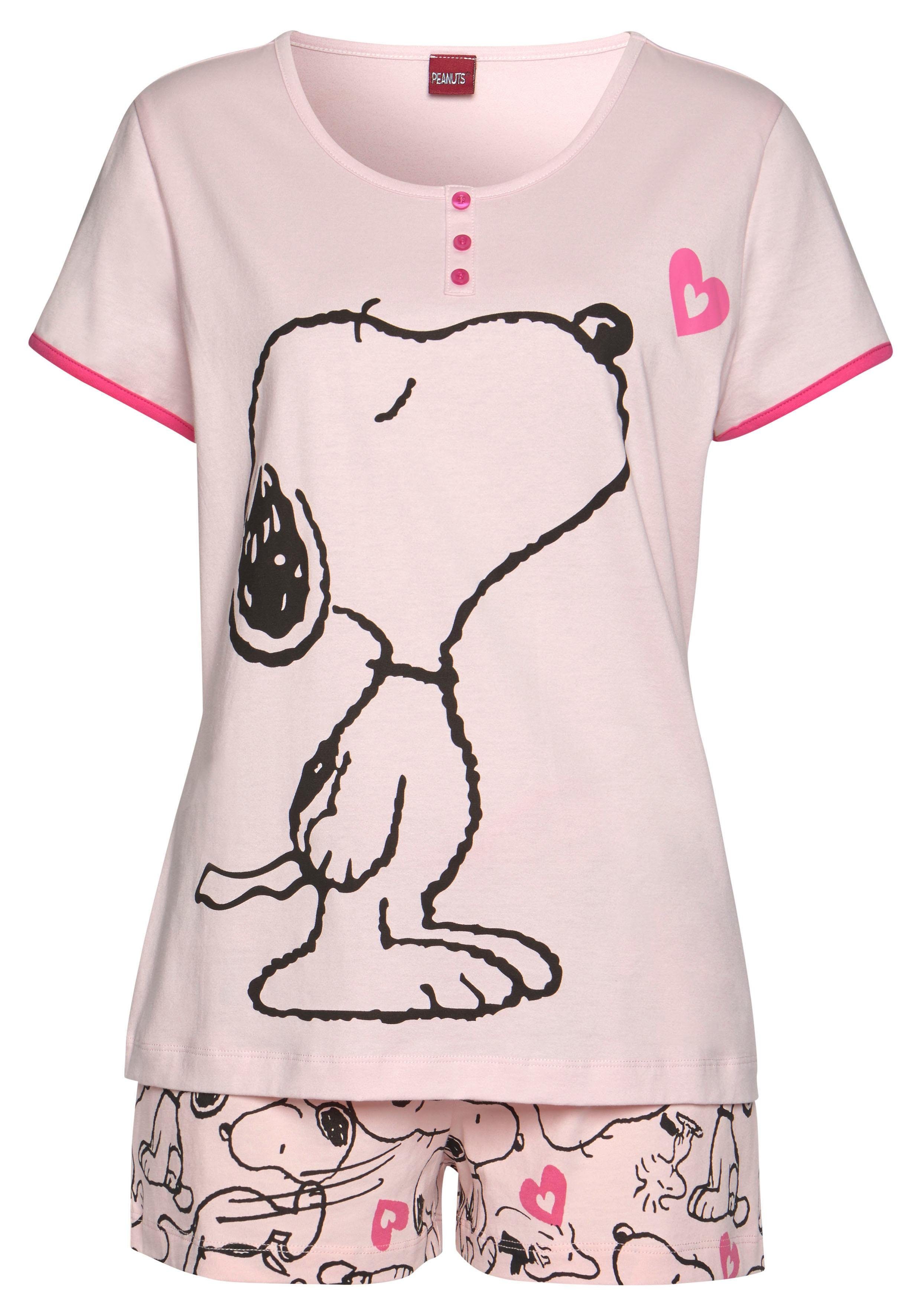 Peanuts Shortama met snoopy-hartprint (2-delig, 1 stuk)