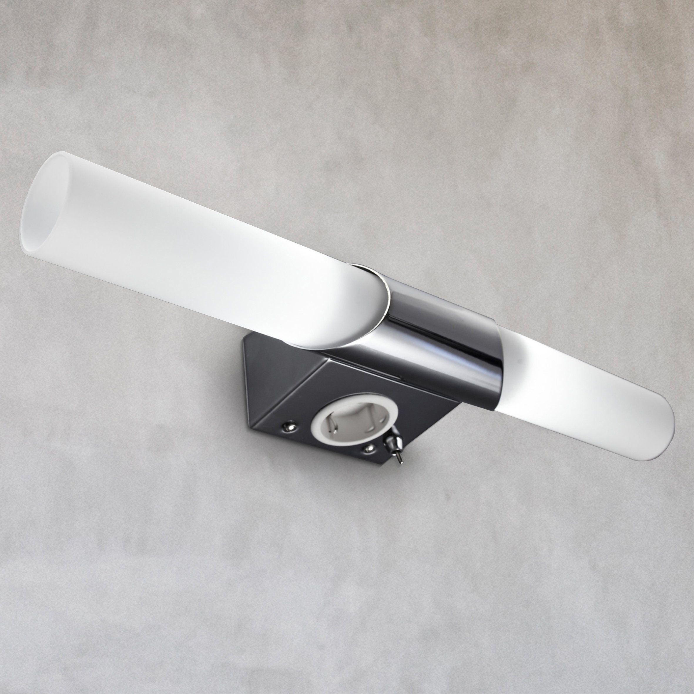 B.K.Licht Spiegellamp Mithra LED, wandlamp, badkamer, metaal, glas, E14, met stopcontact