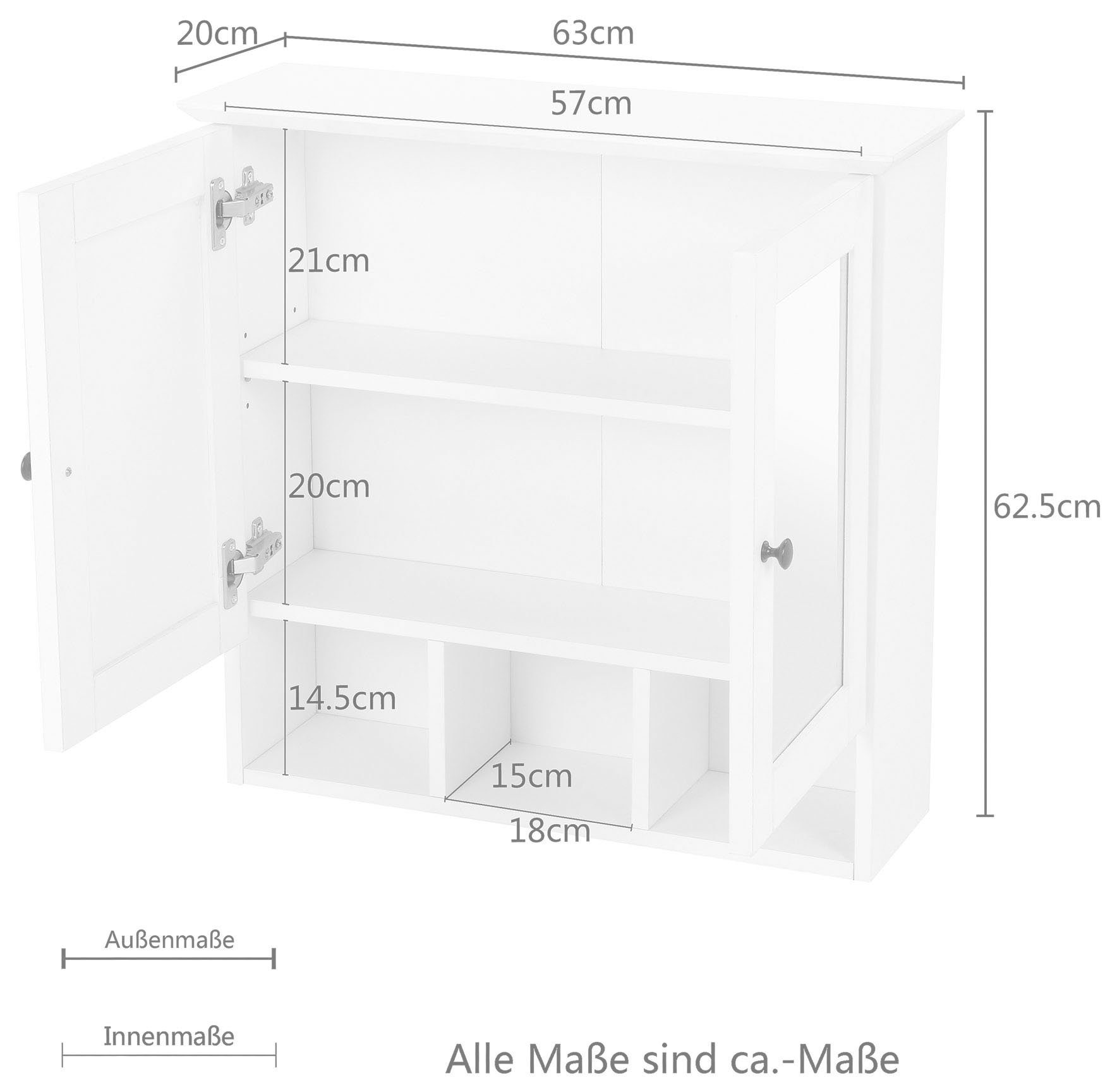 welltime Spiegelkast Aalborg Badkamermeubel in landelijke stijl, breedte 63 cm