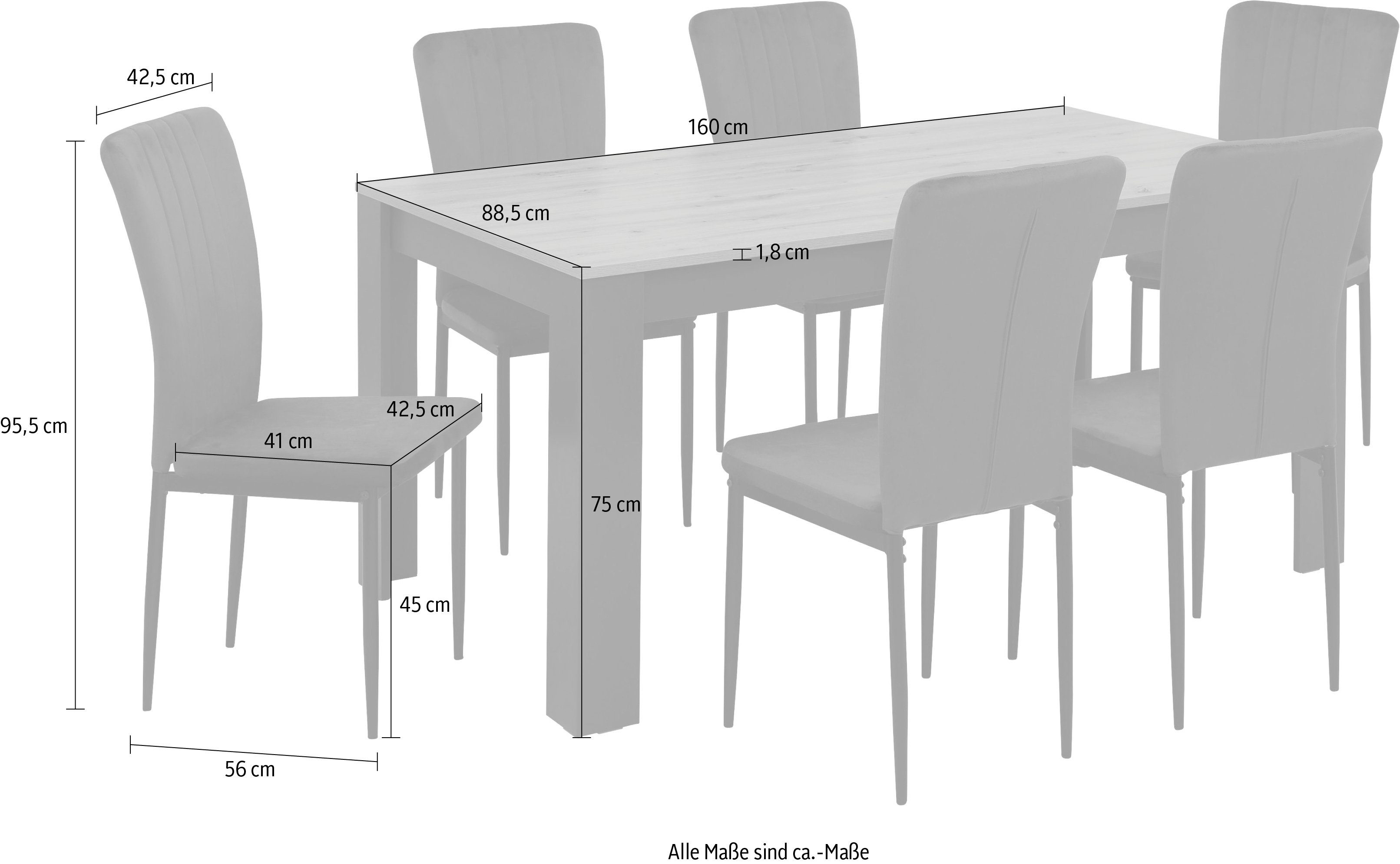 Home affaire Eethoek Bergamo moderne 7-delige tafelgroep, onze beste prijs (set, 7-delig)