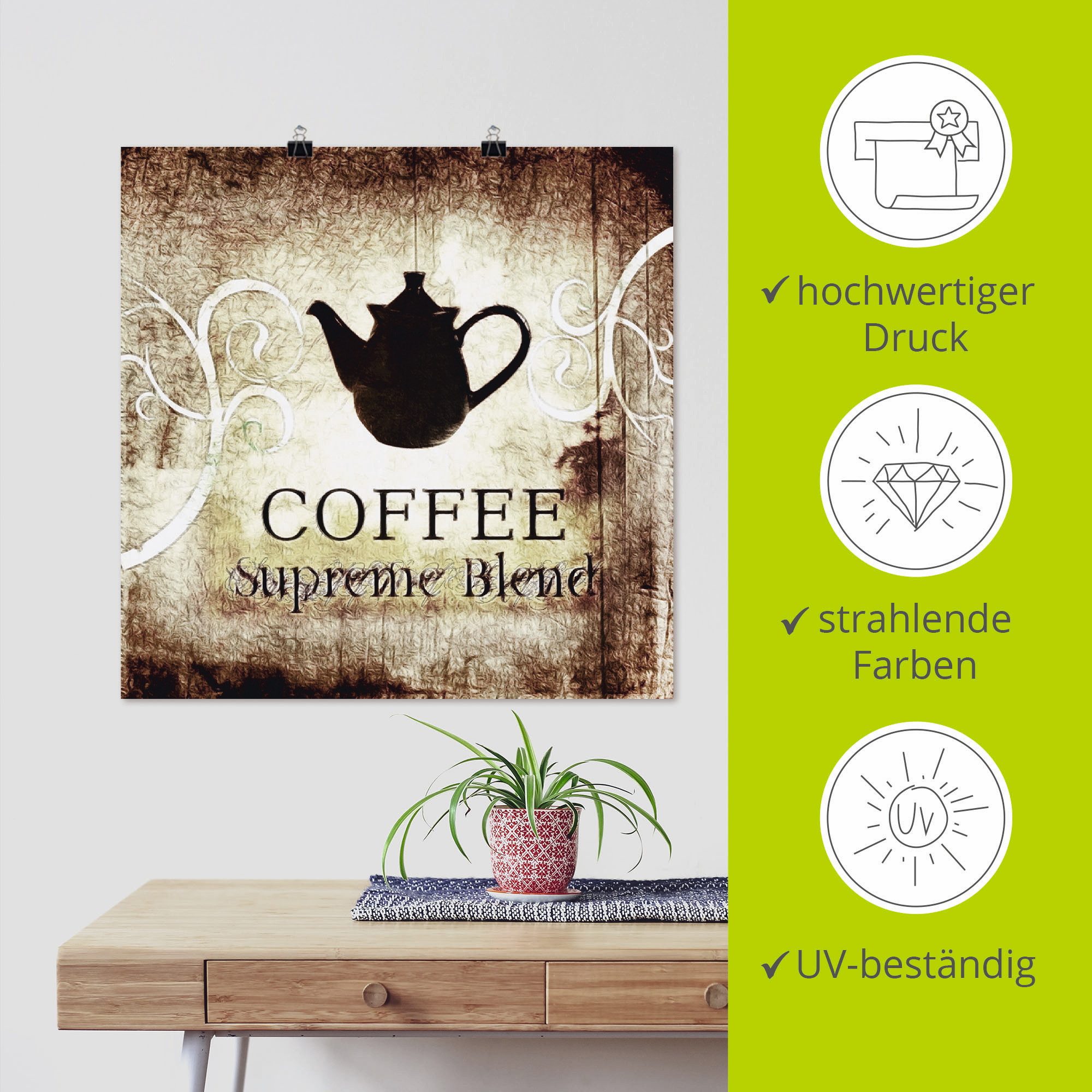 Artland Poster Koffie als artprint op linnen, muursticker of poster in verschillende maten