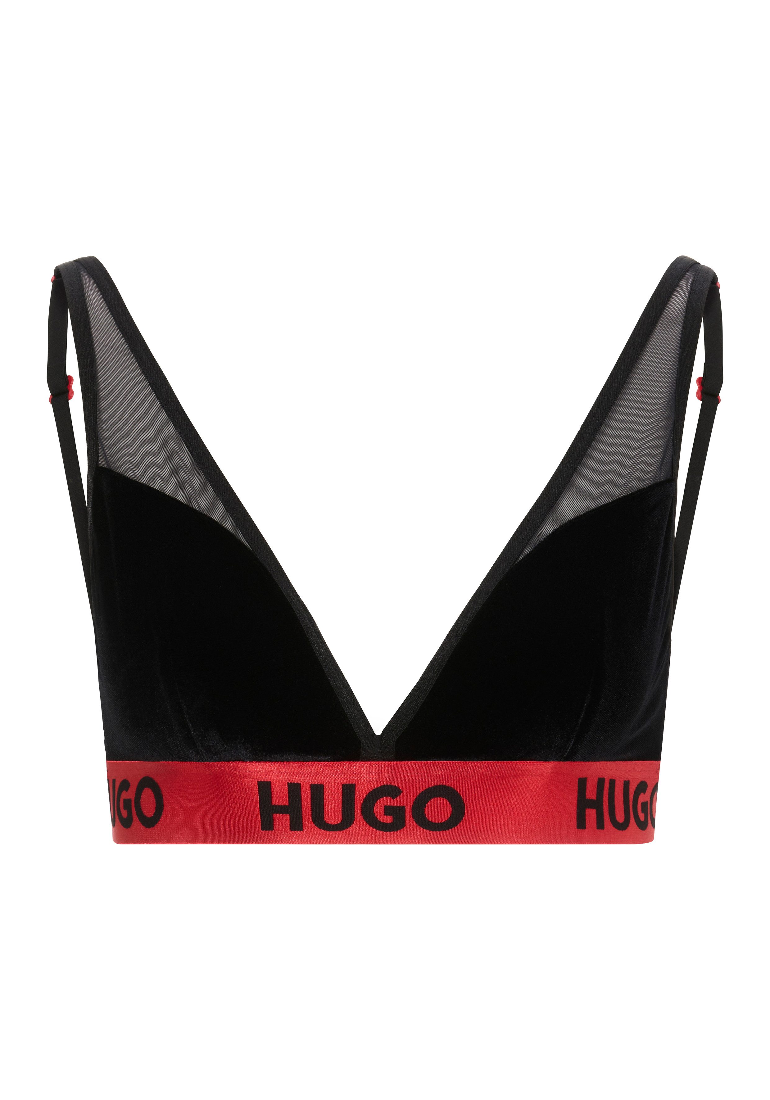 HUGO underwear Triangel-bh van stretch-velours en mesh dames bh's maat XL zwart