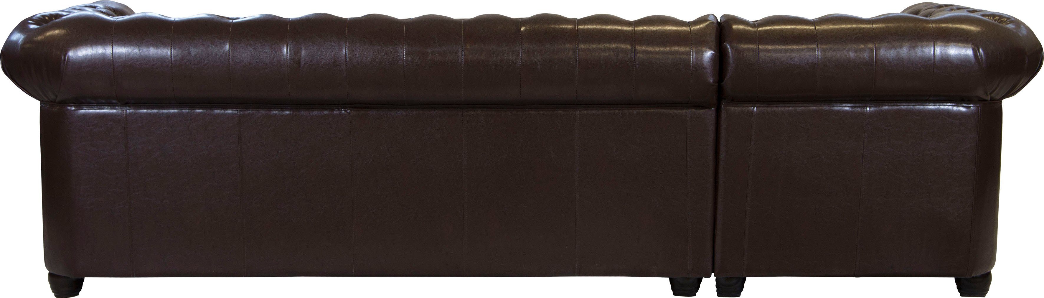 Home affaire Chesterfield-bank Rysum L-vorm Chesterfield-look met afsluitende ottomane