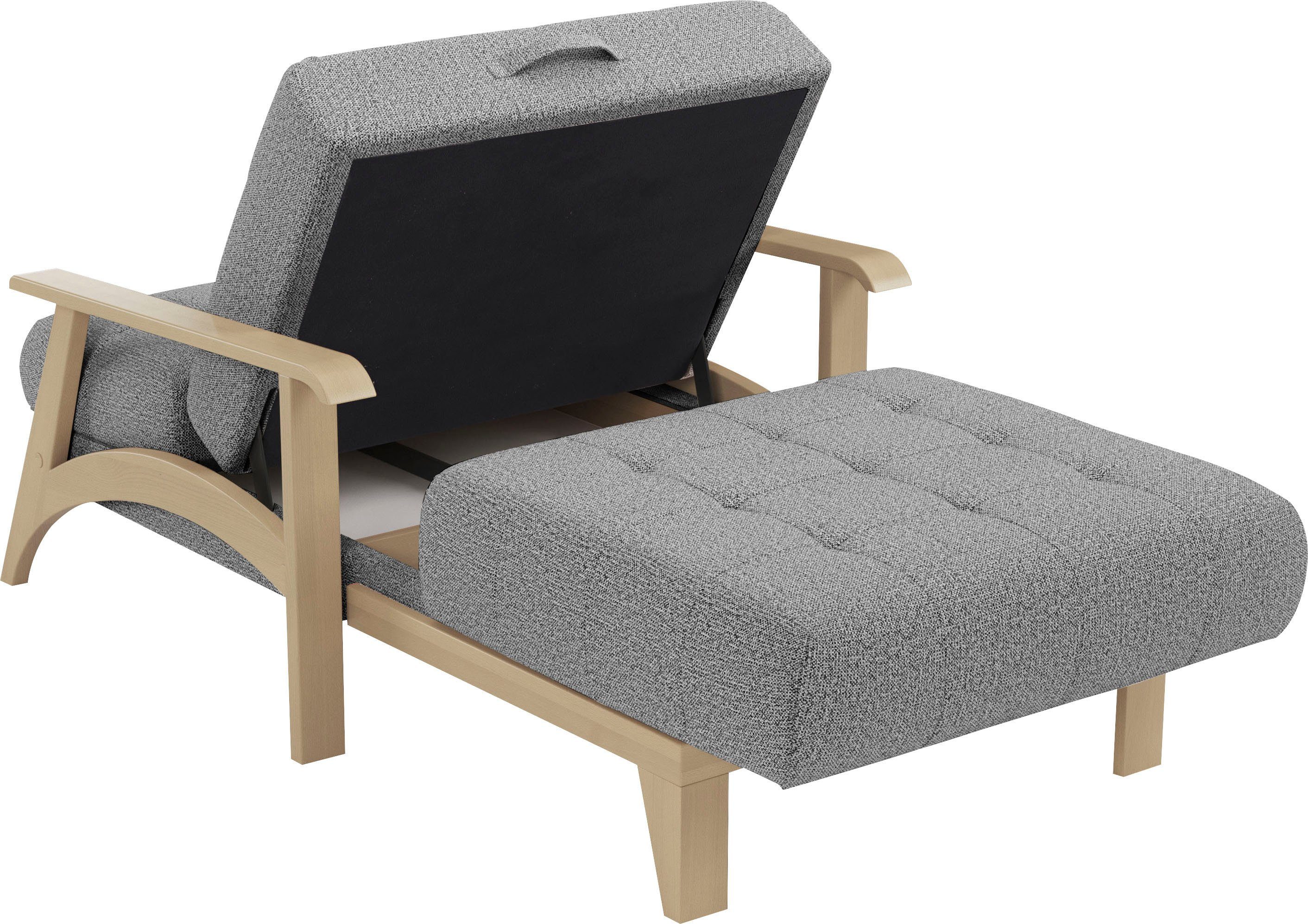 sit&more Récamier Billund Armleuningen van natuurlijk beukenhout, verschillende bekledingen en kleuren