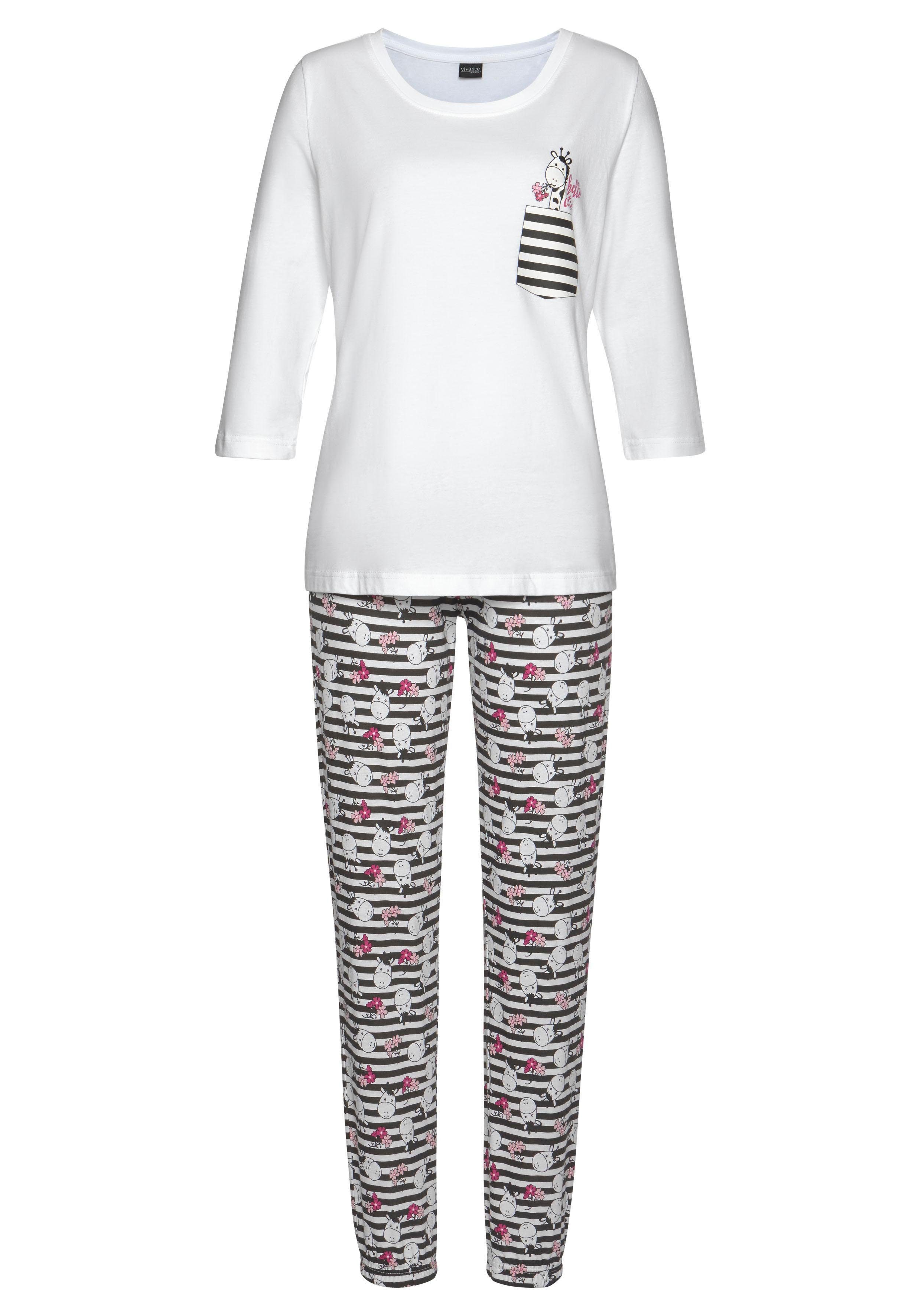 Vivance Dreams Pyjama met speels animal-dessin (4-delig, Set van 2)