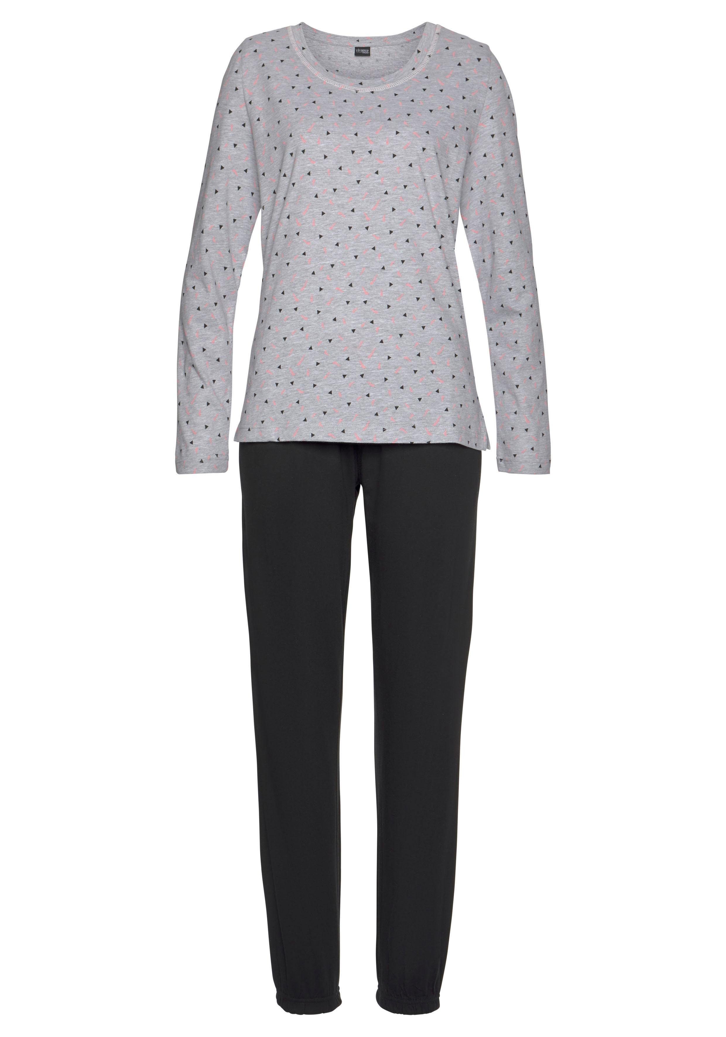 Vivance Dreams Pyjama met gedessineerde longsleeve (2-delig, 1 stuk)