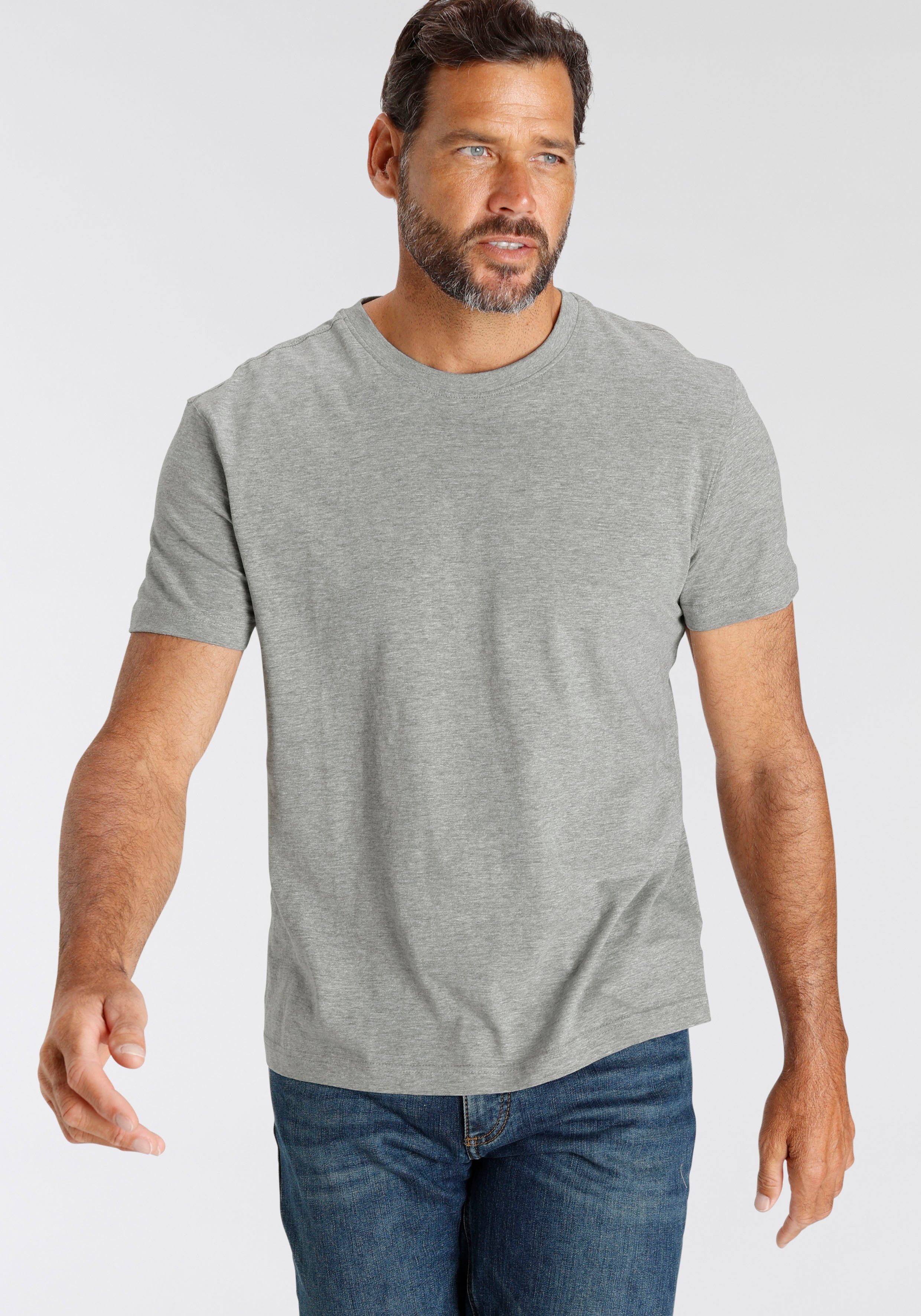 Man's World T-shirt Nieuwe kleuren! Korte mouw, effen kleur, ronde hals, van katoen(3-delig, Set van 3)