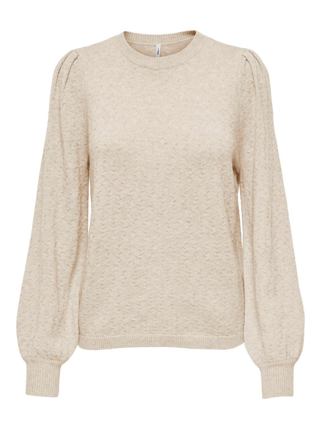 Only Trui met ronde hals ONLKATIA LS STRUCTURE PUFF O-NECK CC KNT