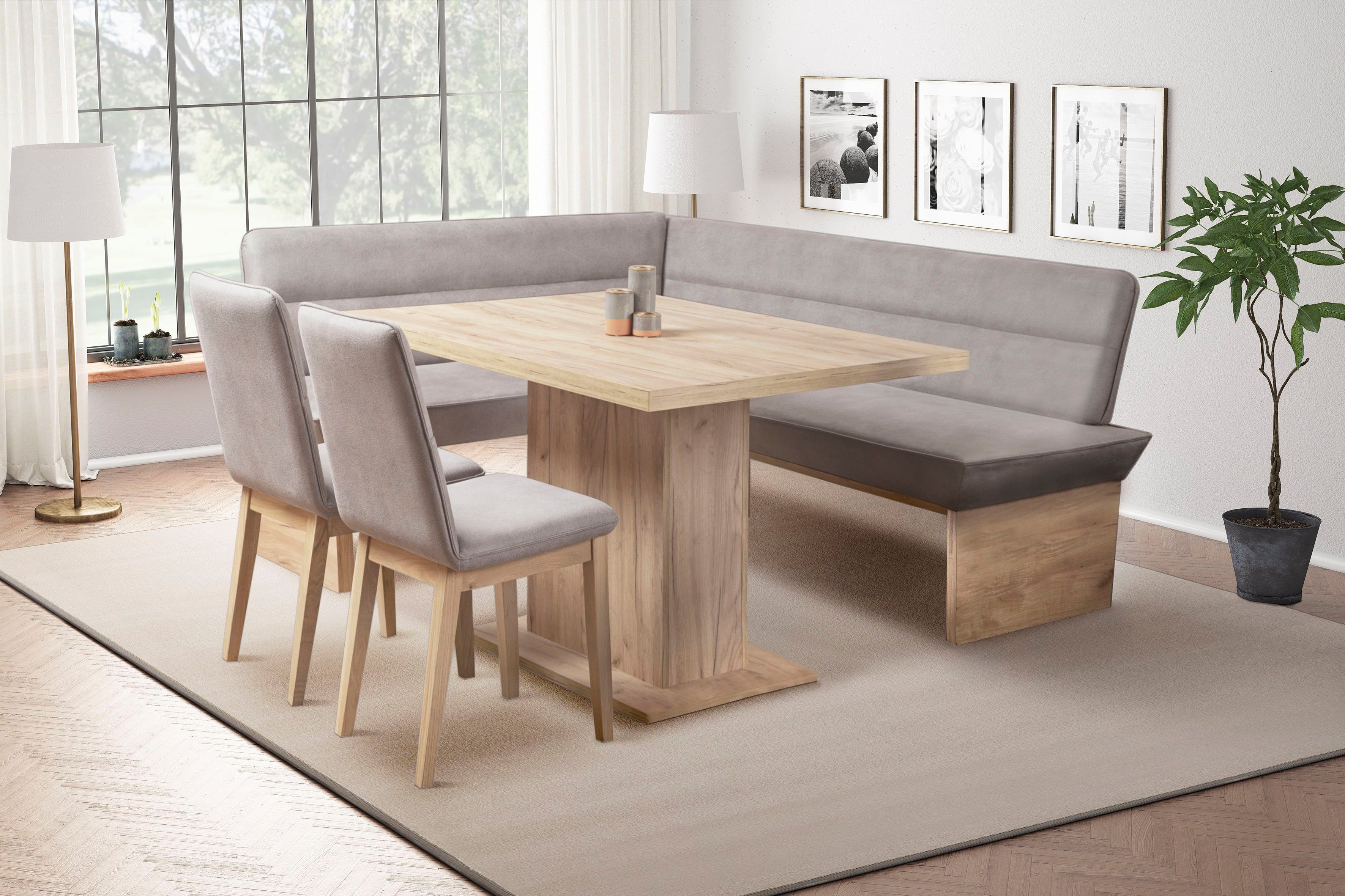 Home affaire Eethoek Beluna + Cross Eetkamer zitgroep stoelen tafel en bank comfortabel gepolsterd...