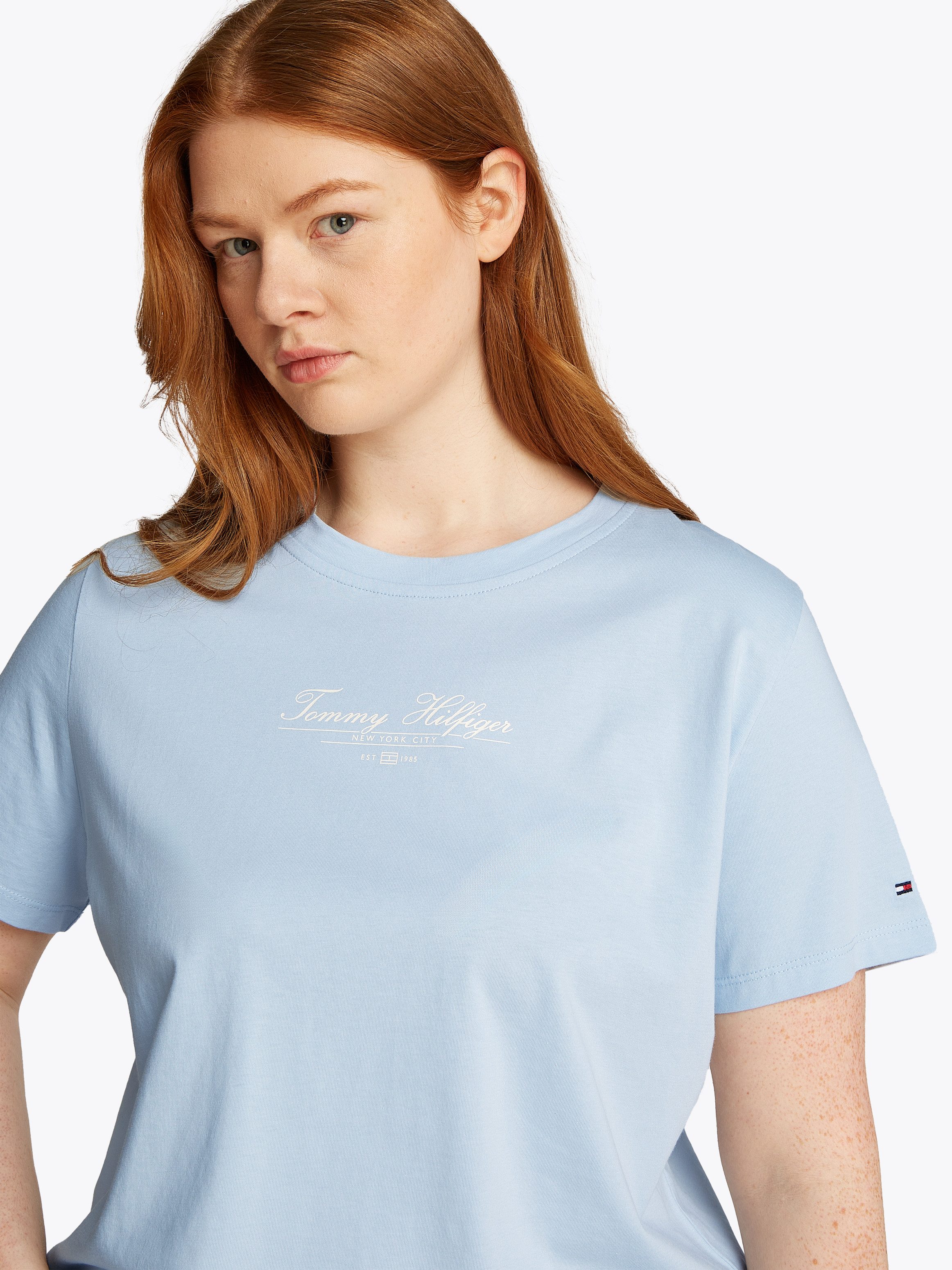 Tommy Hilfiger Curve Shirt met ronde hals CRV REG SCRIPT C-NK TEE SS