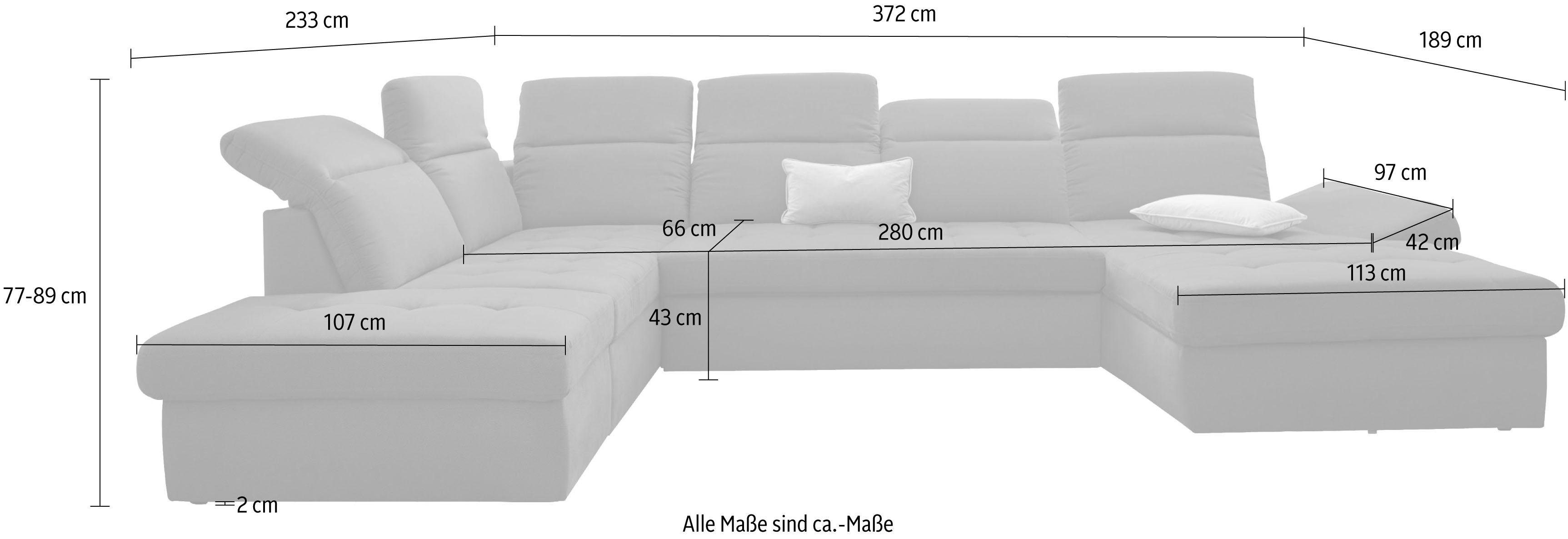 sit&more Zithoek Stardust U-vorm met verstelbare hoofdsteun en armleuning