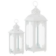 home affaire lantaarn met kaars met filigraan ornamenten (set, 2 stuks) wit