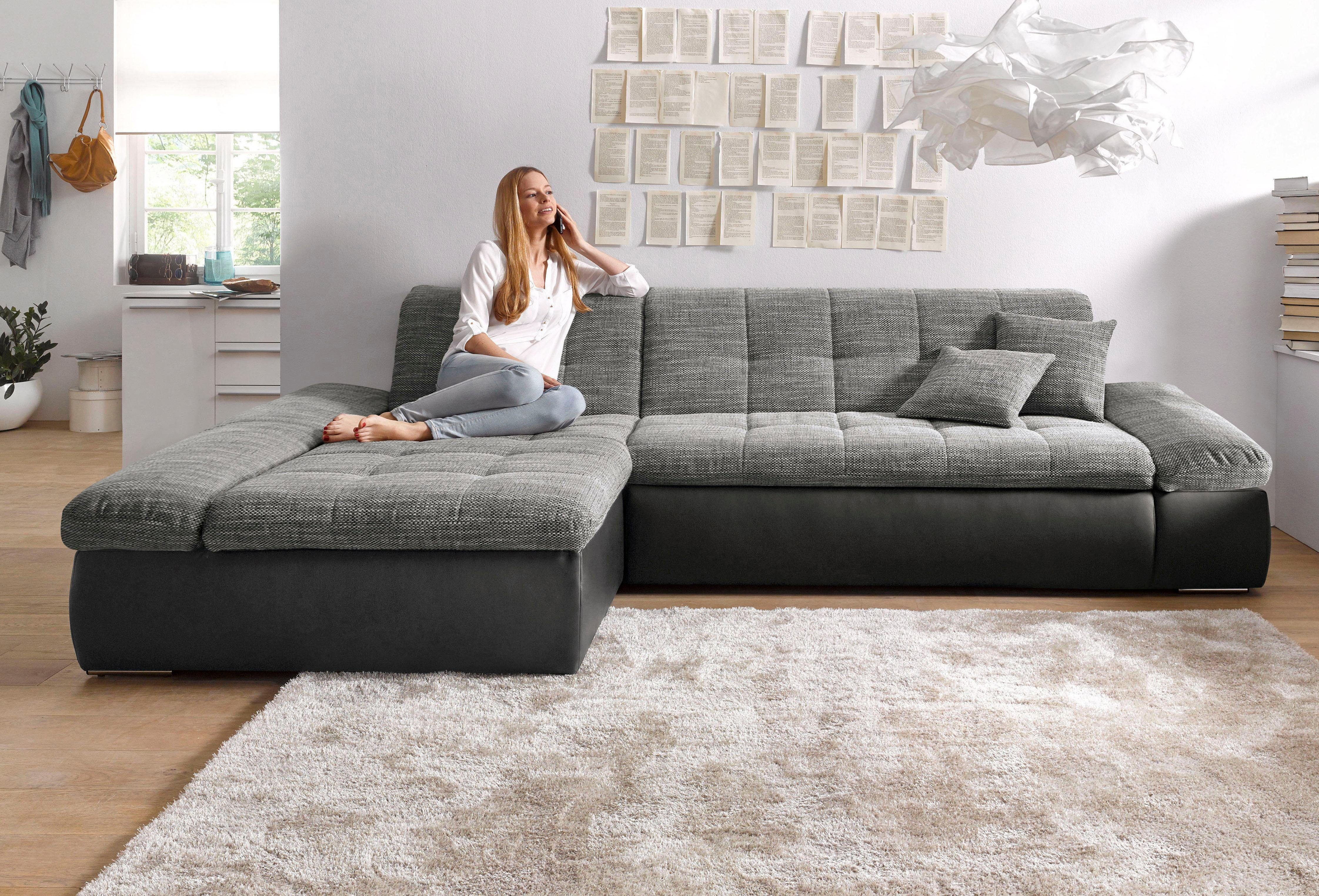 DOMO collection Hoekbank Moric, L-vorm, XXL-bank - Breedte 300cm zwart, hoekbanken, Récamier links, Zonder functie