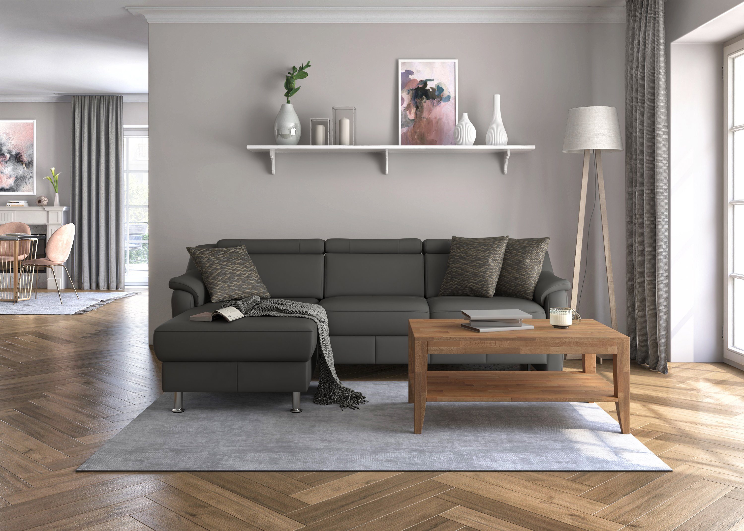 sit&more Hoekbank Freetown L-vorm met verstelbare hoofdsteun en comfortabele binnenvering