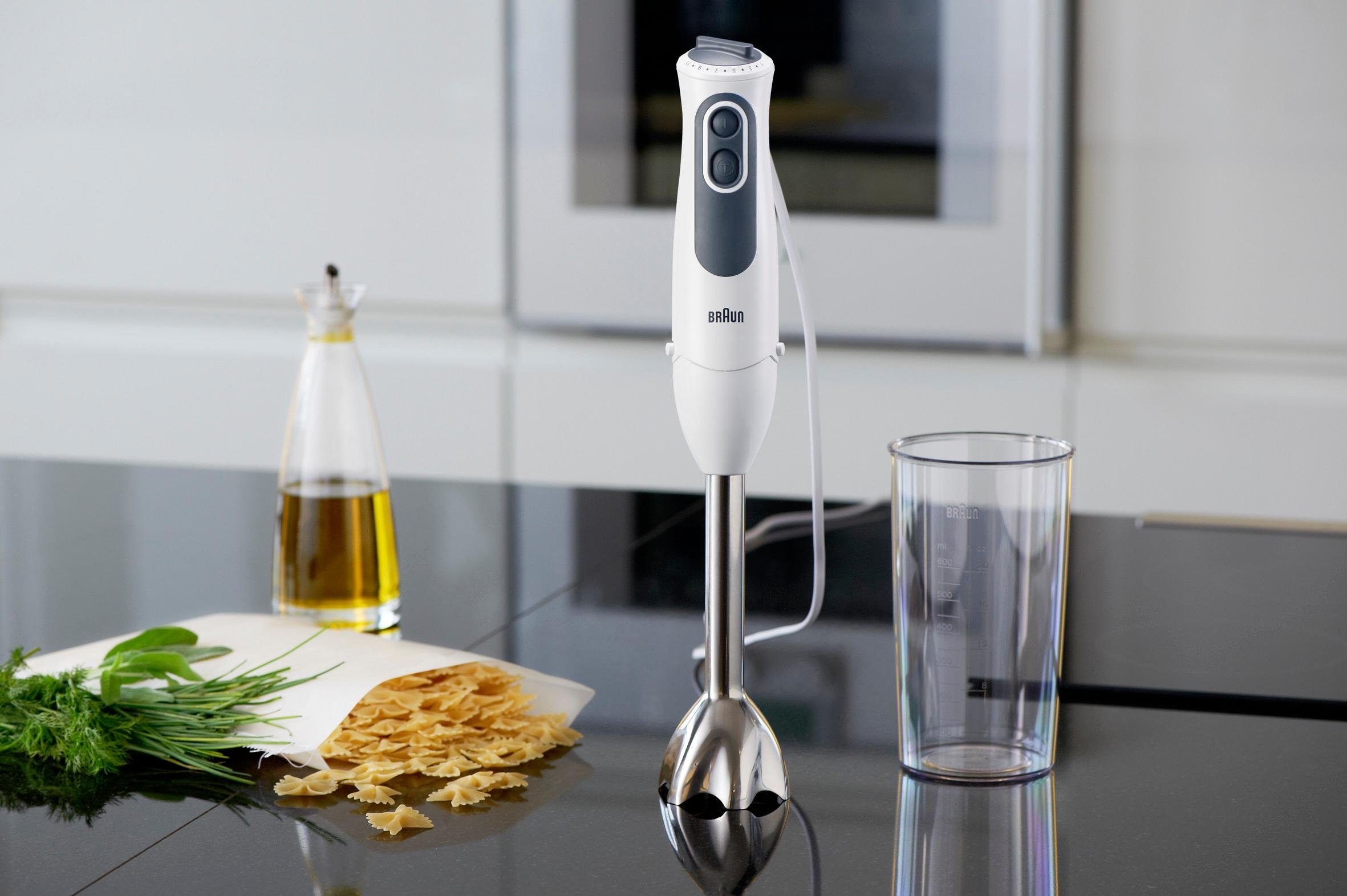 Braun Staafmixer MQ 3135 WH Sauce MultiQuick 3 met garde, 500 ml hakmolen en 600 ml mengbeker