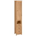 home affaire hoge kast westa breedte 34 cm, badkamerkast van massief hout, grenenhout, metalen grepen, 1 deur en 3 laden beige