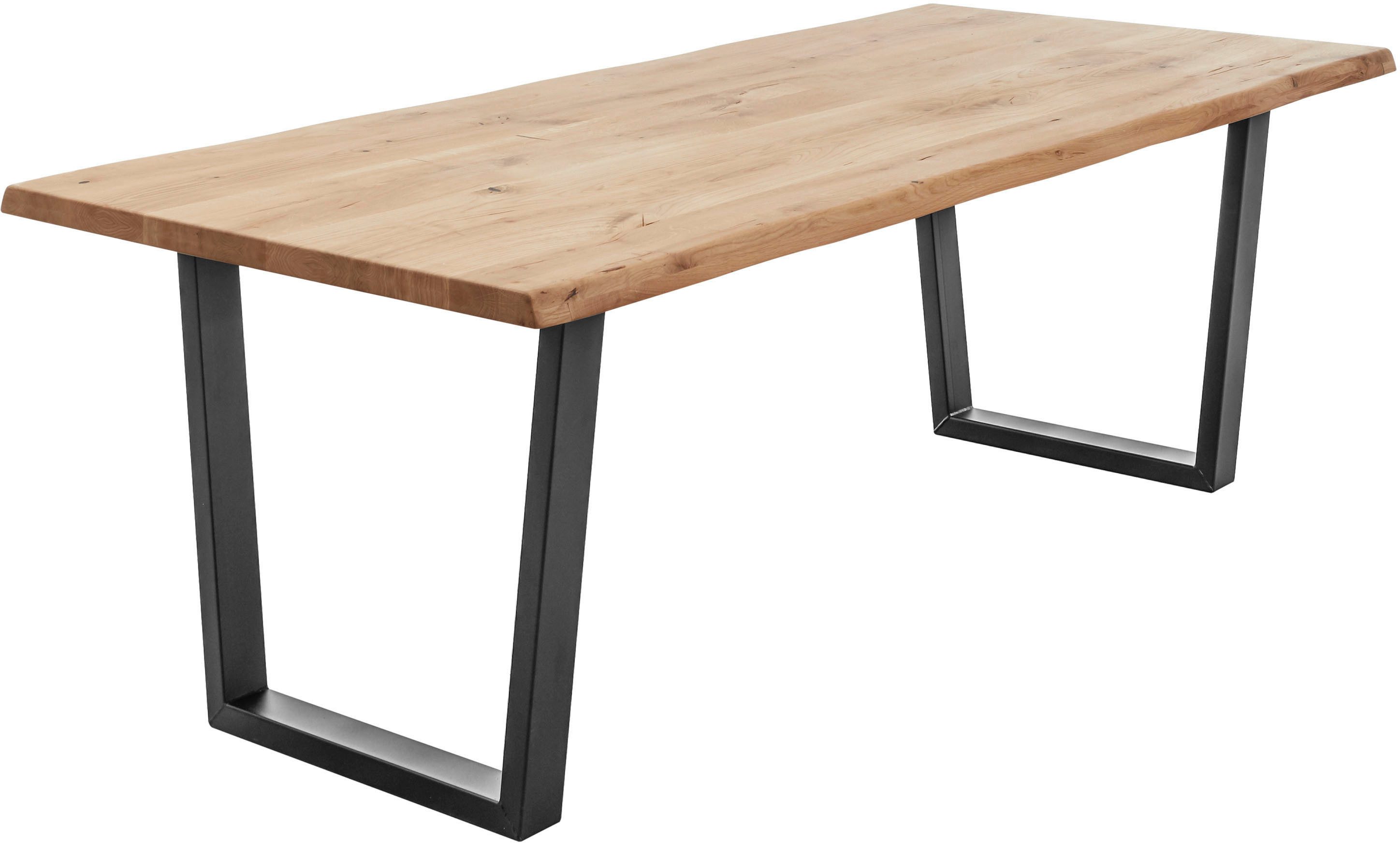 Stolkom Eettafel Benny Eik massief hout, tafel met boomrand