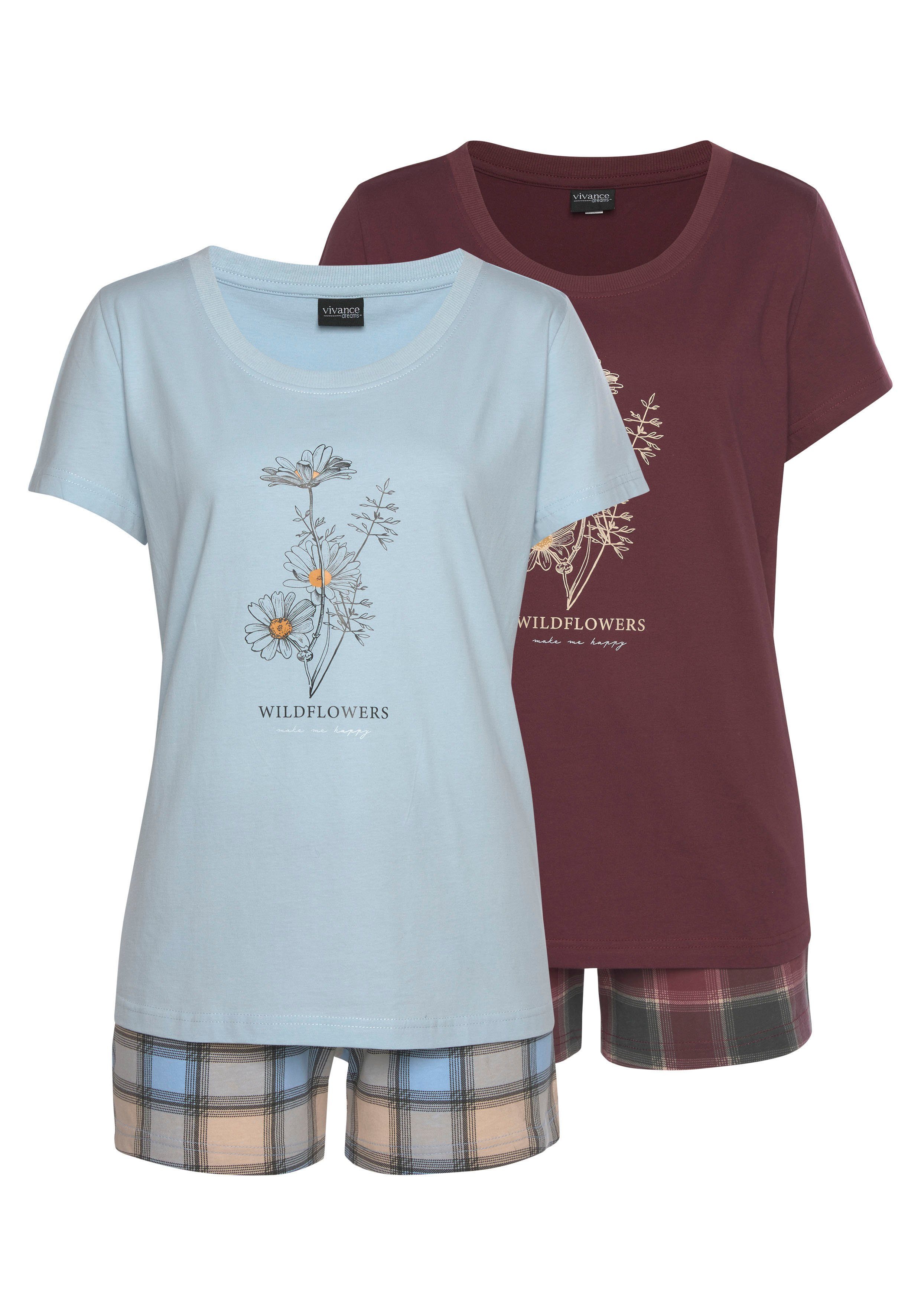 Vivance Dreams Shortama met frontprint (4-delig, Set van 2)